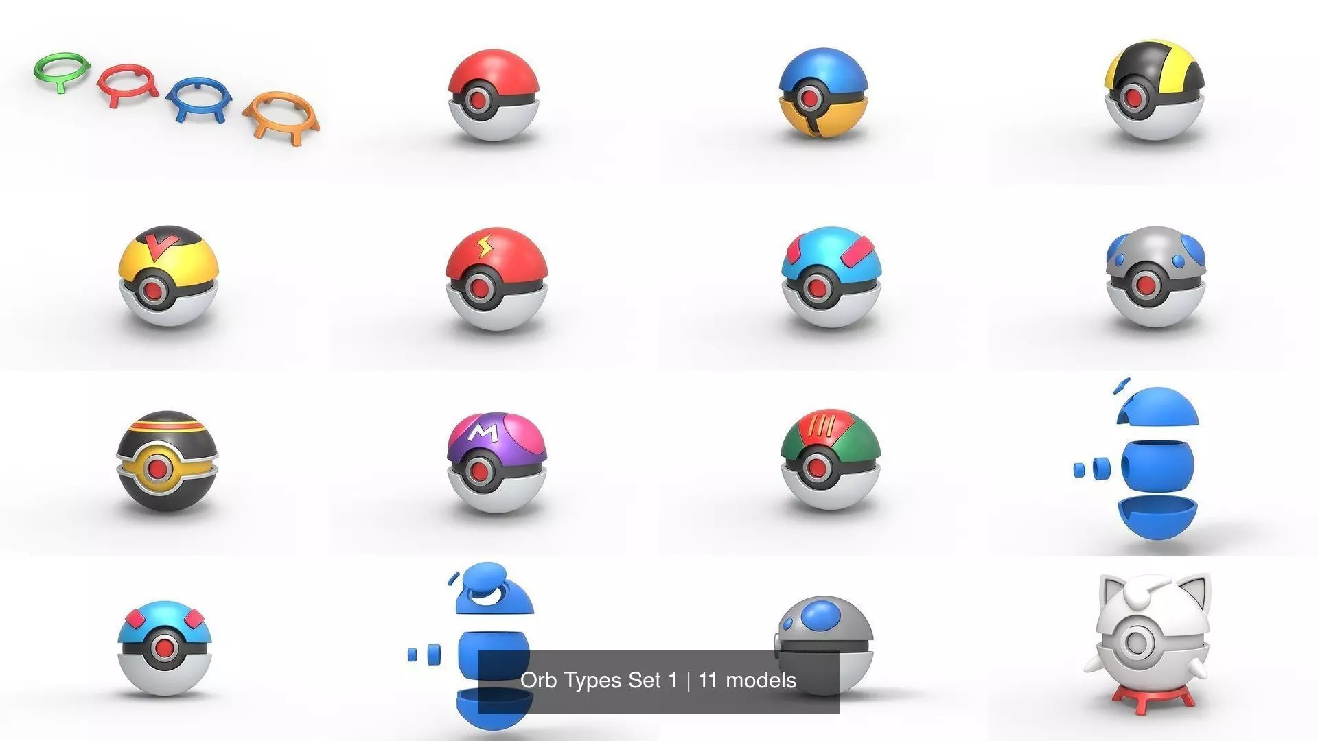 Orb Types Set 1 3D Model Collection_0