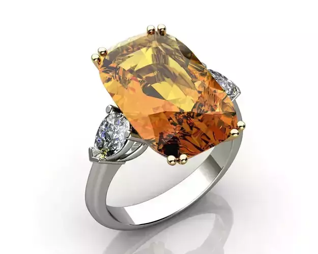 Citrine and Diamond Ring