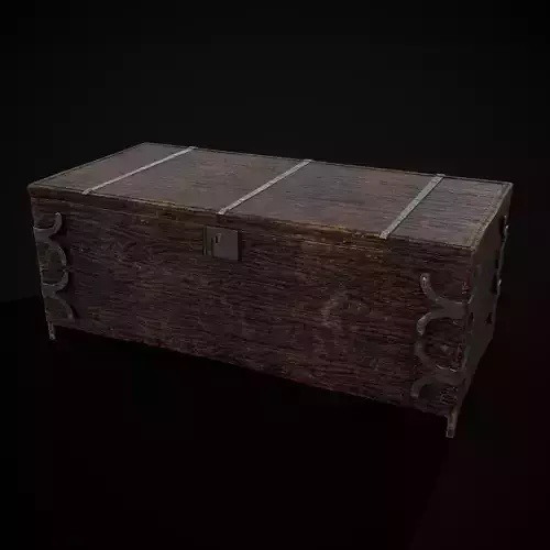 Old Wooden Strong Box Low-poly 3D model