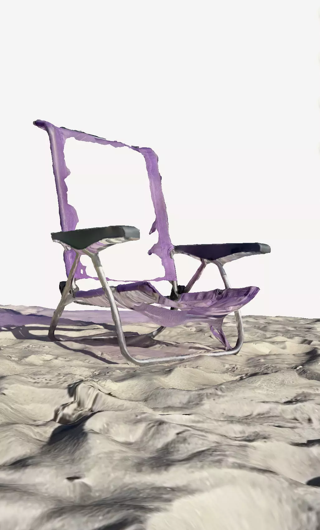 Destroyed chair on the beach 3D print model_0