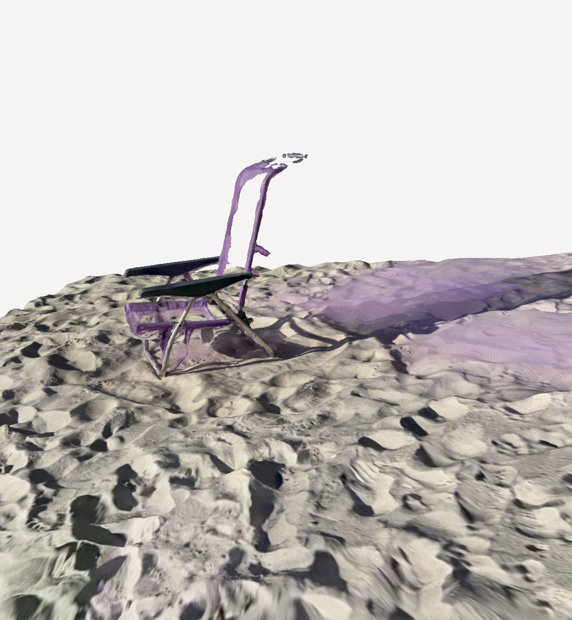 Destroyed chair on the beach 3D print model_1