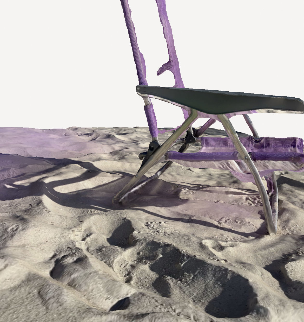 Destroyed chair on the beach 3D print model_4