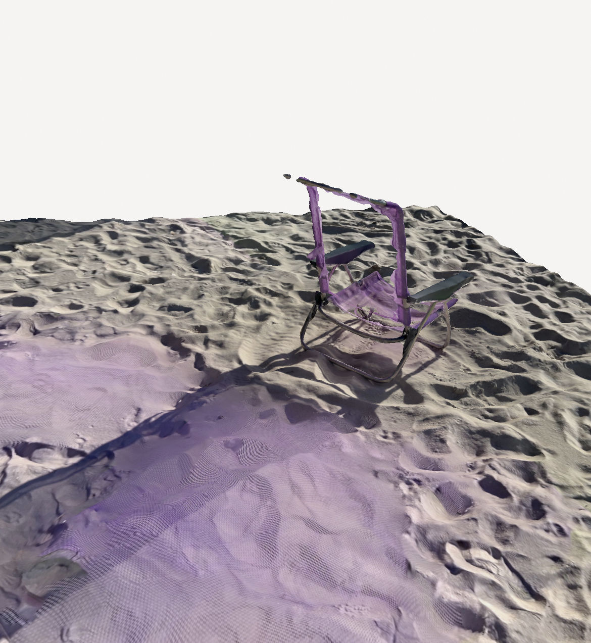 Destroyed chair on the beach 3D print model_2
