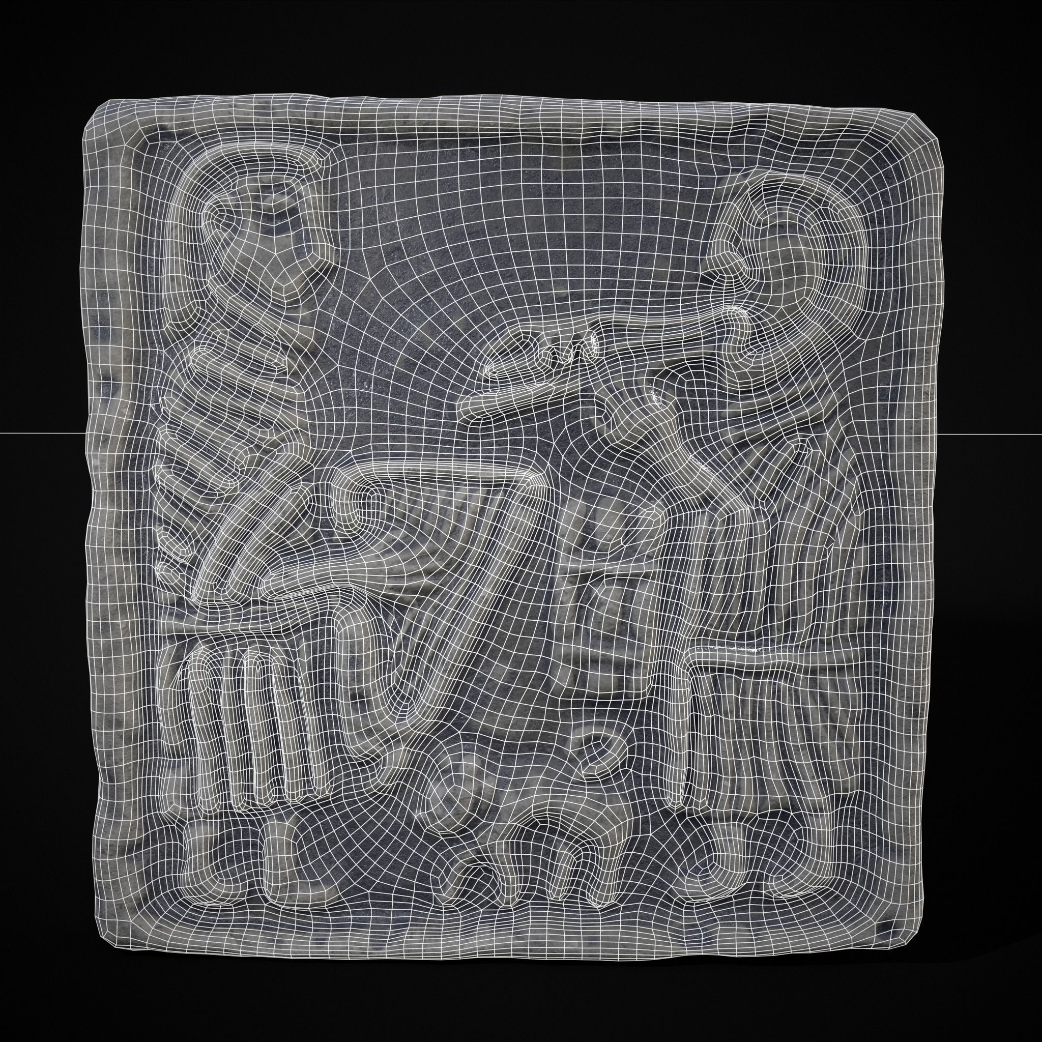 Musicians Relief Sculpture Low-poly 3D model_20