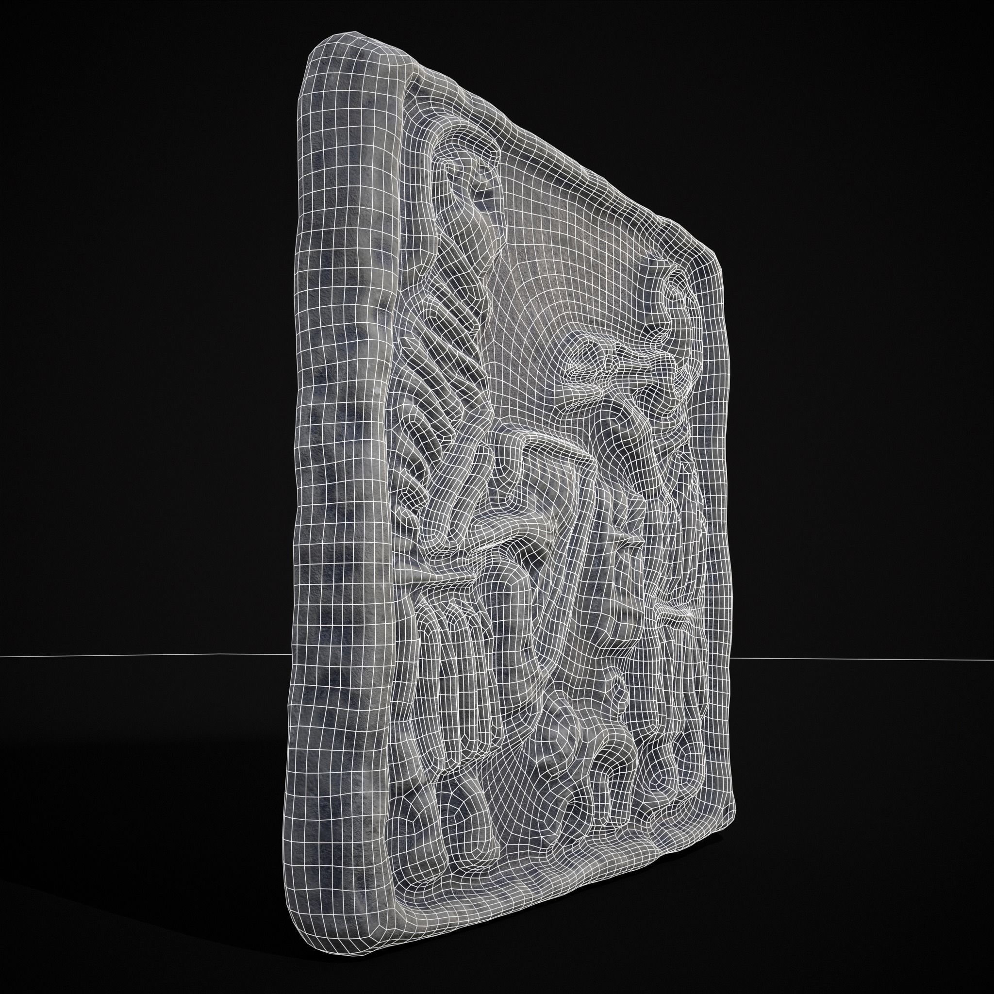 Musicians Relief Sculpture Low-poly 3D model_26