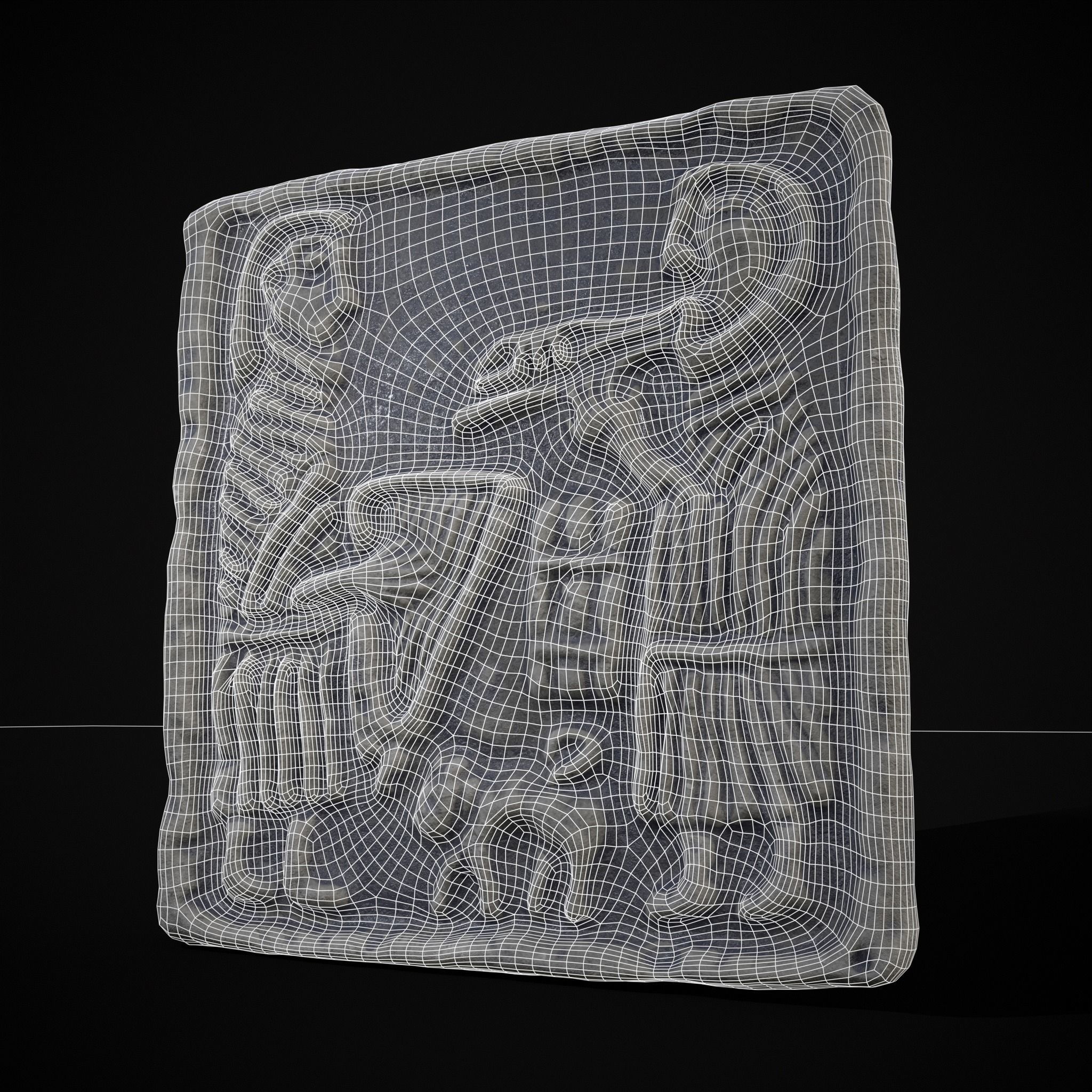 Musicians Relief Sculpture Low-poly 3D model_2
