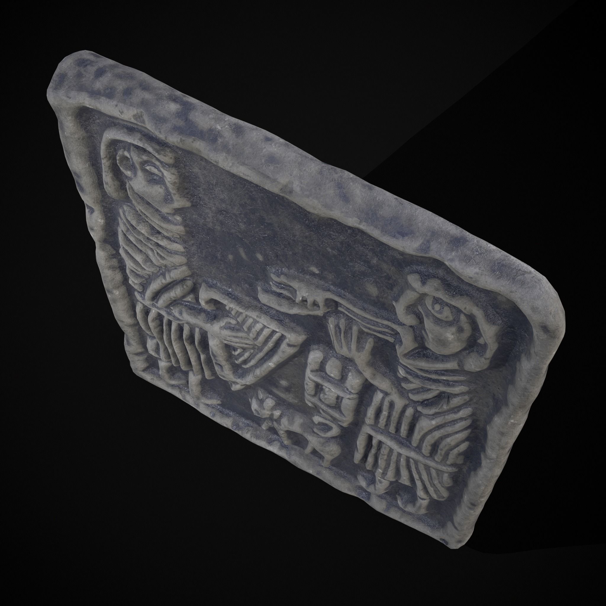 Musicians Relief Sculpture Low-poly 3D model_33