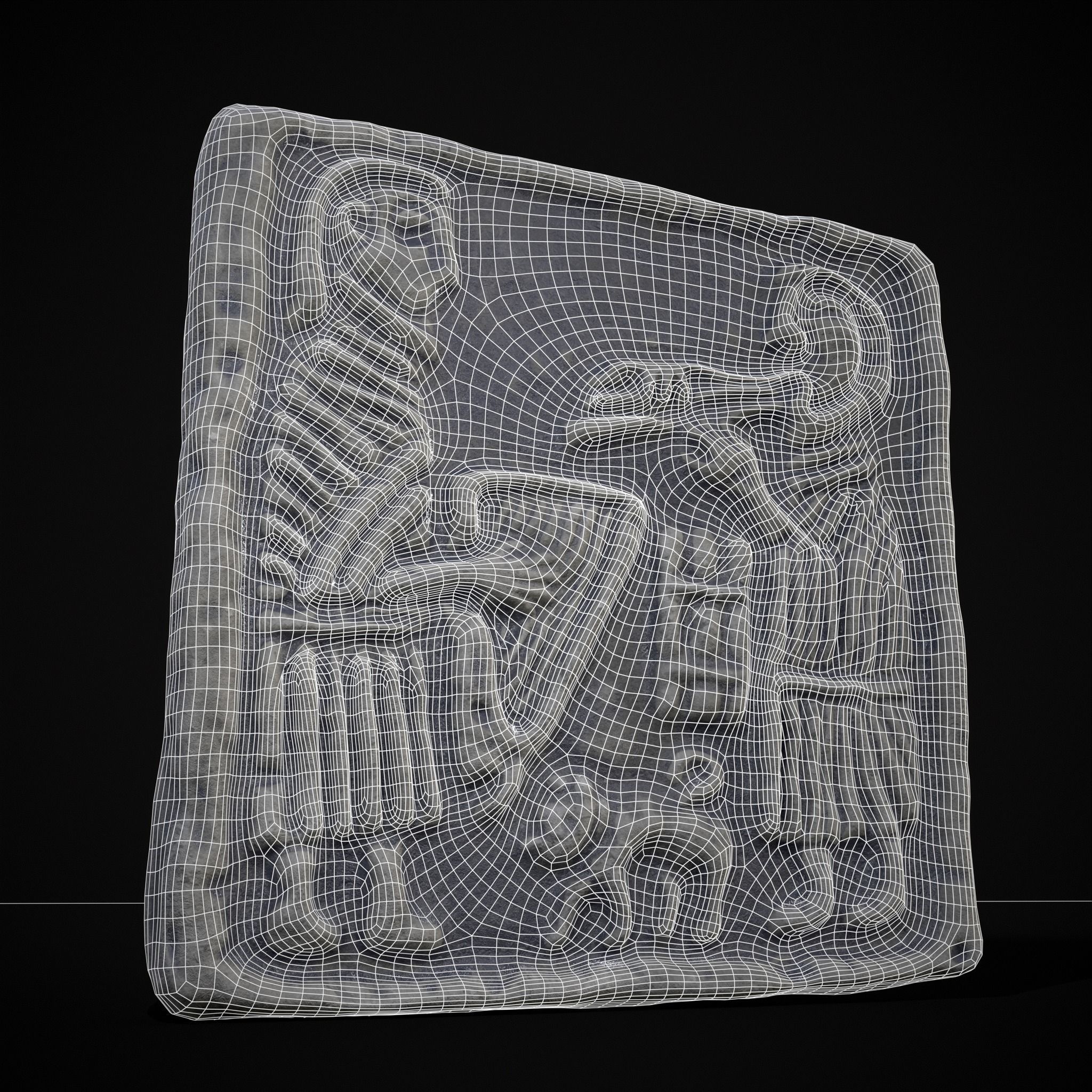 Musicians Relief Sculpture Low-poly 3D model_36