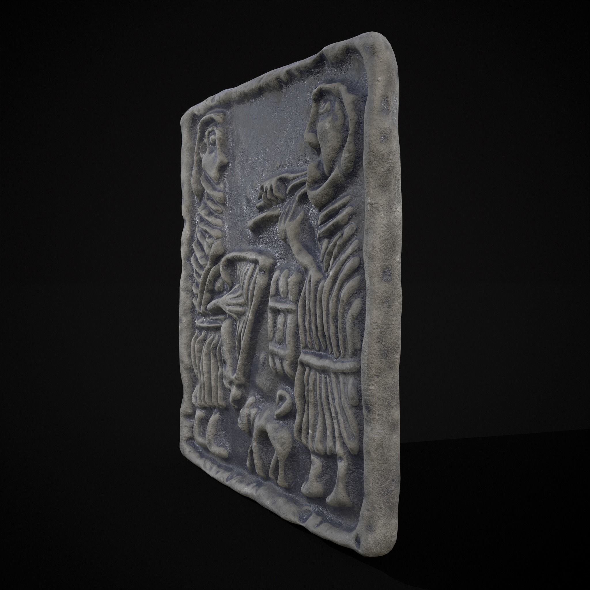 Musicians Relief Sculpture Low-poly 3D model_9