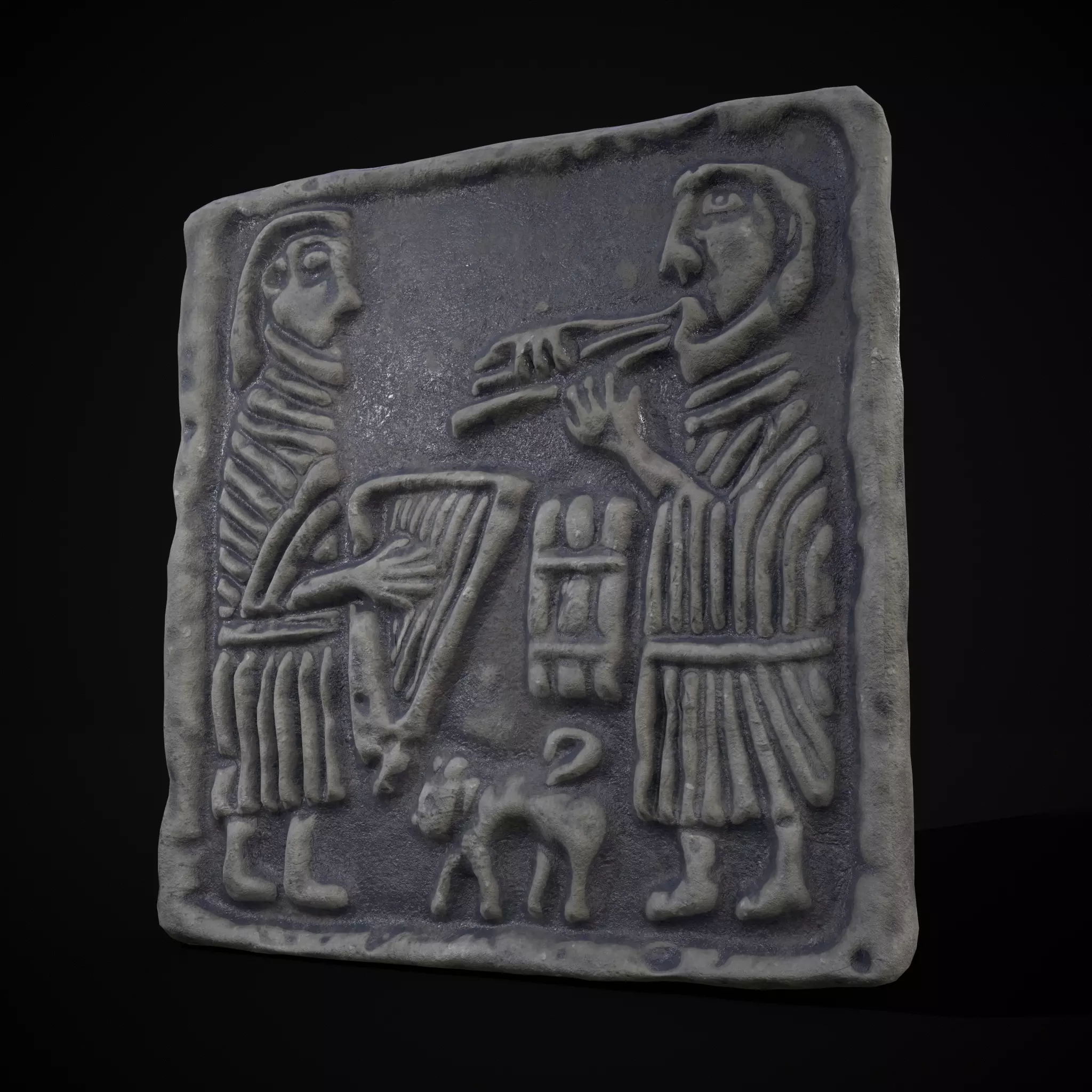 Musicians Relief Sculpture Low-poly 3D model_0