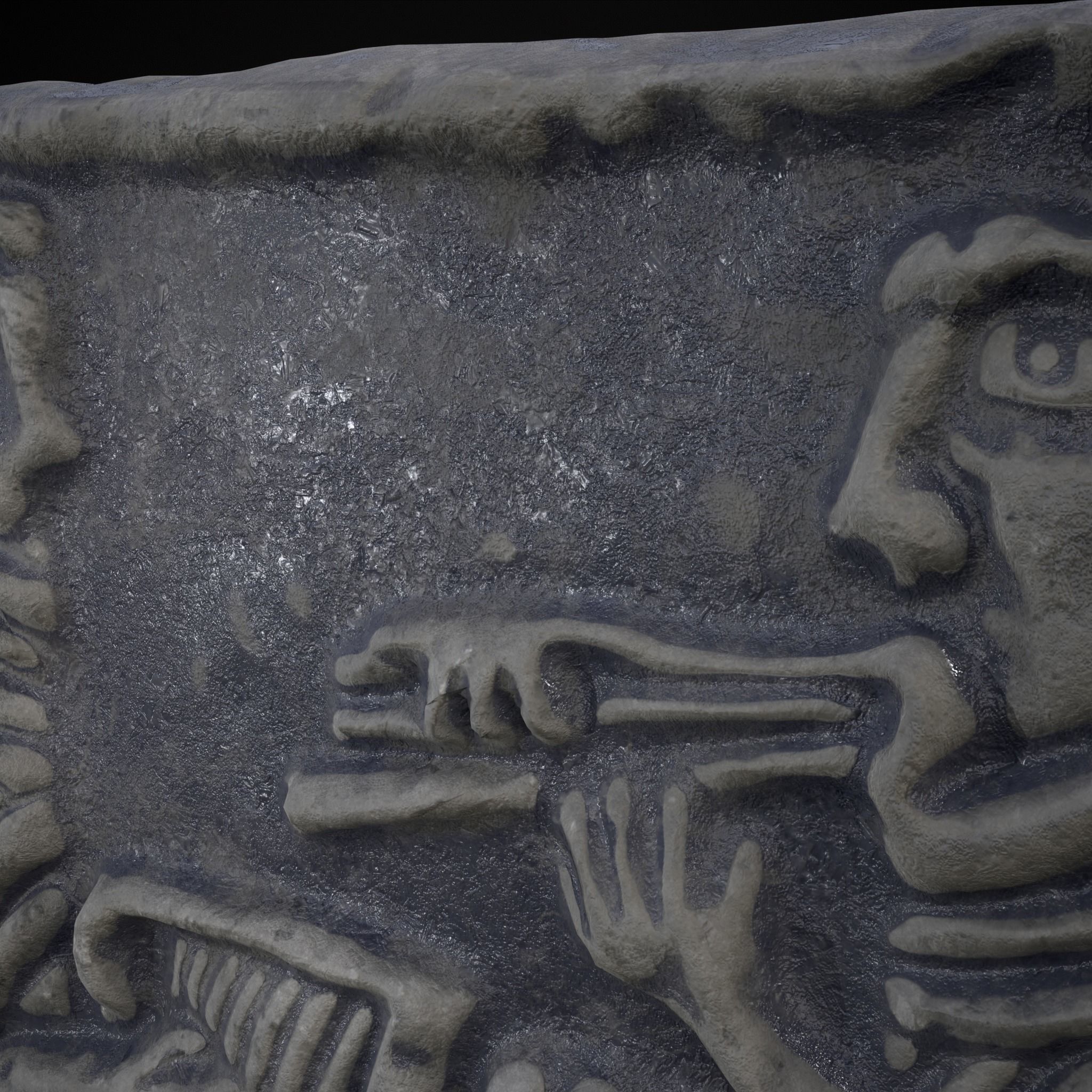 Musicians Relief Sculpture Low-poly 3D model_13