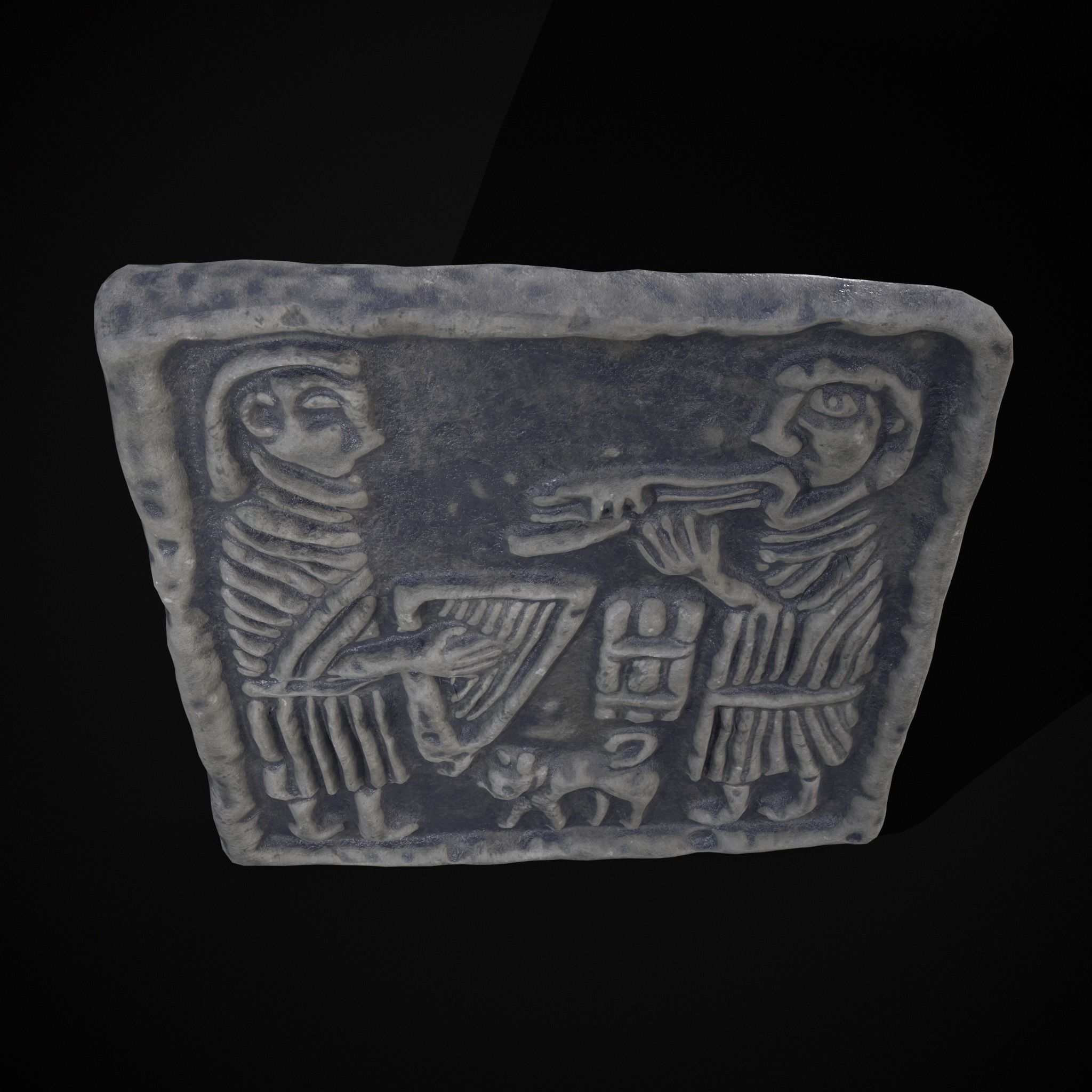 Musicians Relief Sculpture Low-poly 3D model_21