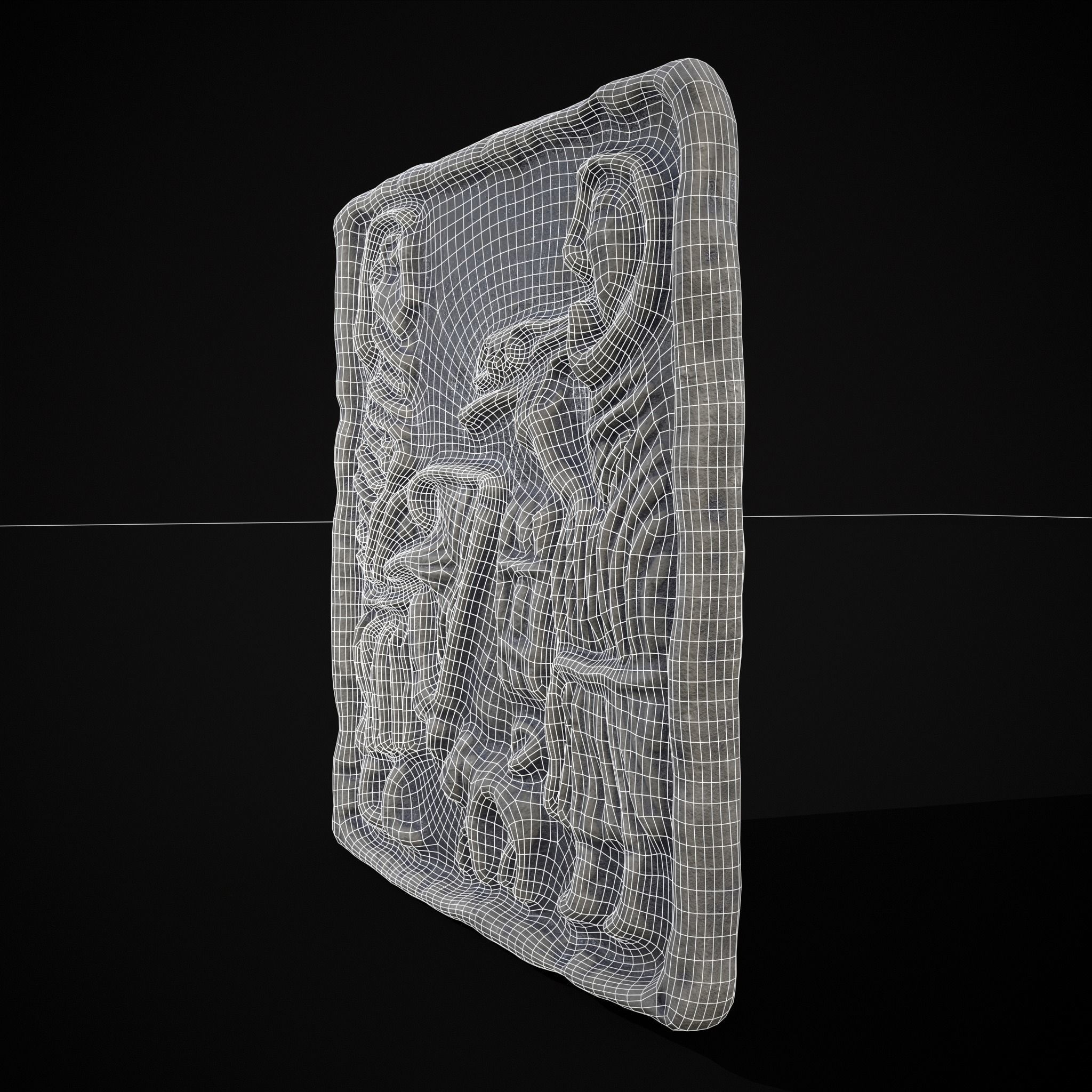 Musicians Relief Sculpture Low-poly 3D model_10