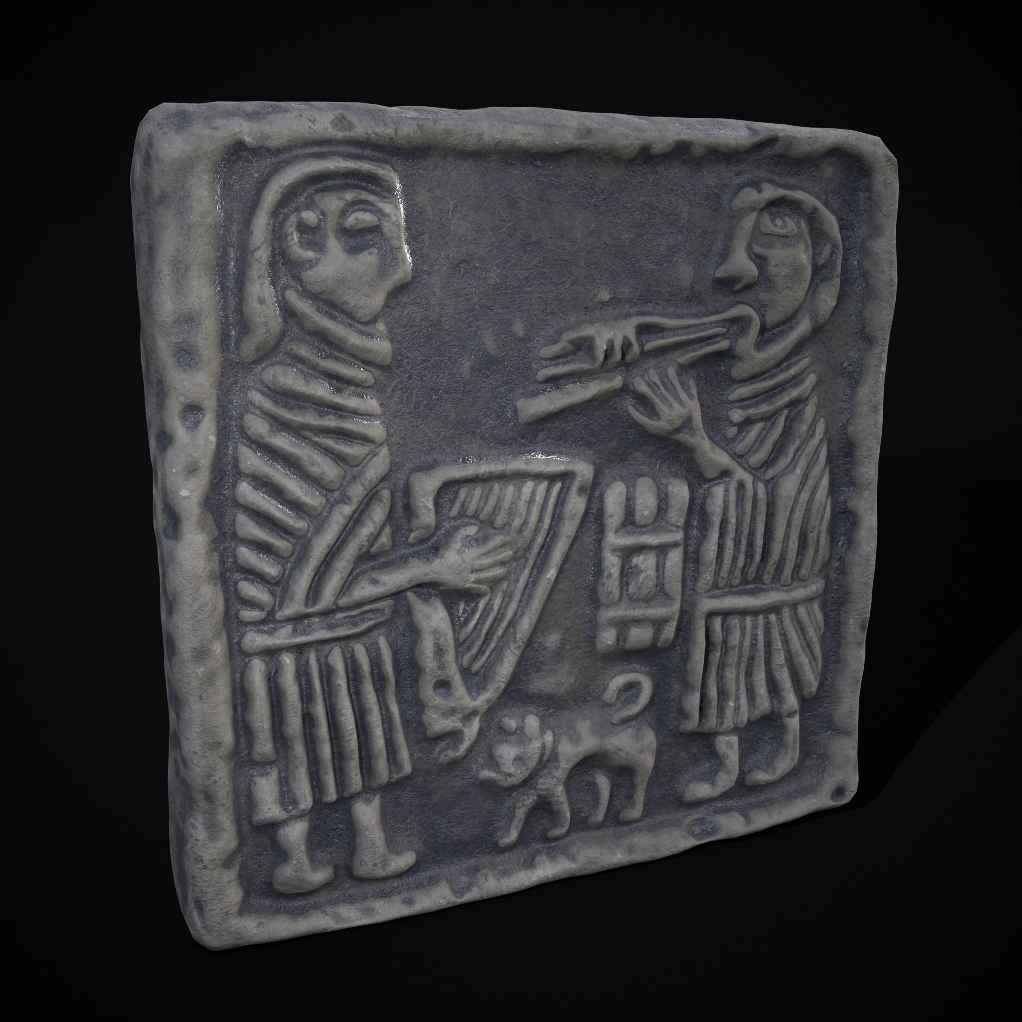 Musicians Relief Sculpture Low-poly 3D model_31