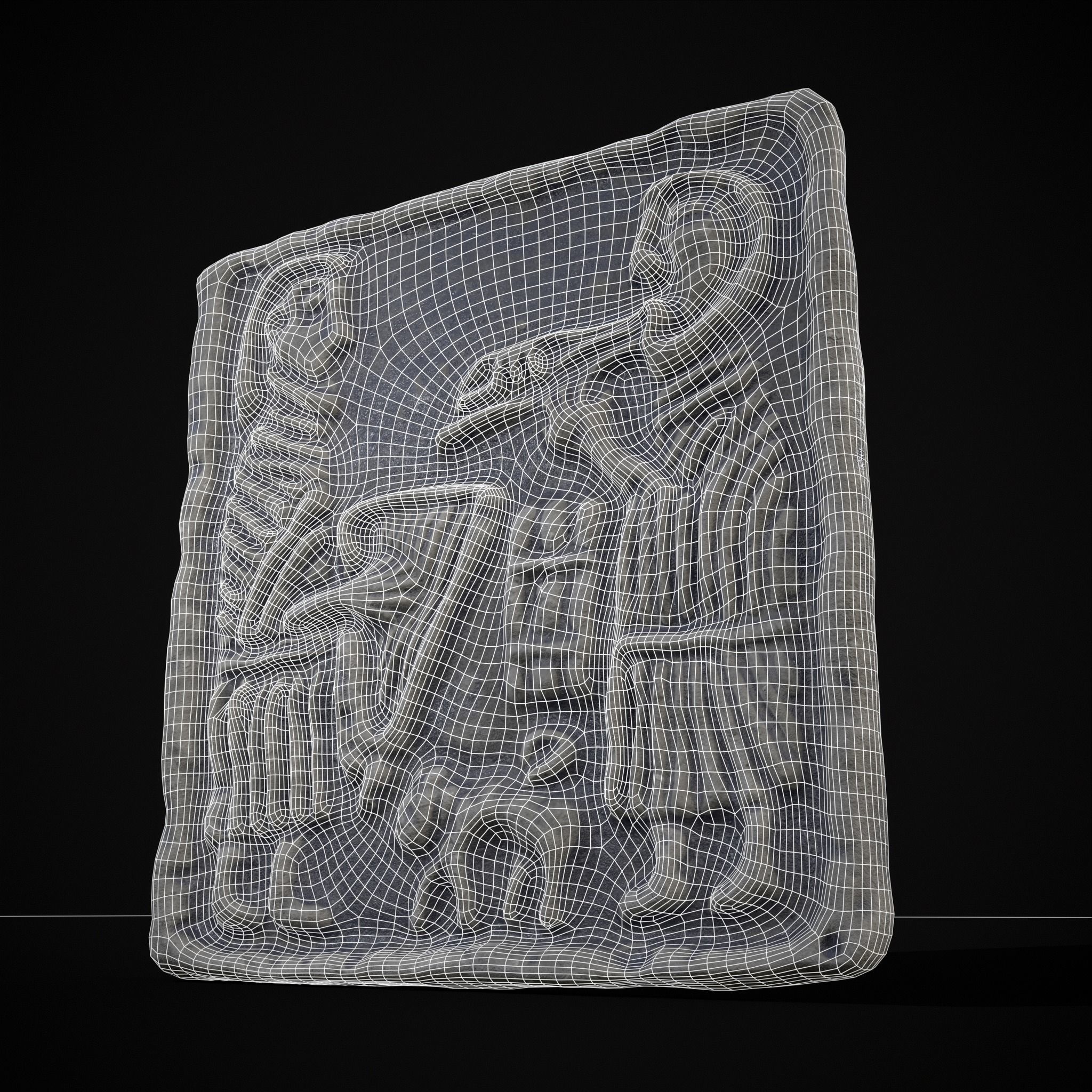 Musicians Relief Sculpture Low-poly 3D model_24