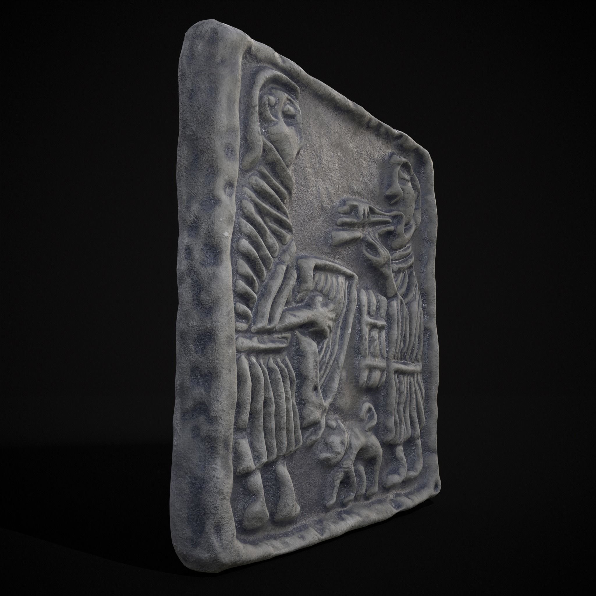 Musicians Relief Sculpture Low-poly 3D model_25