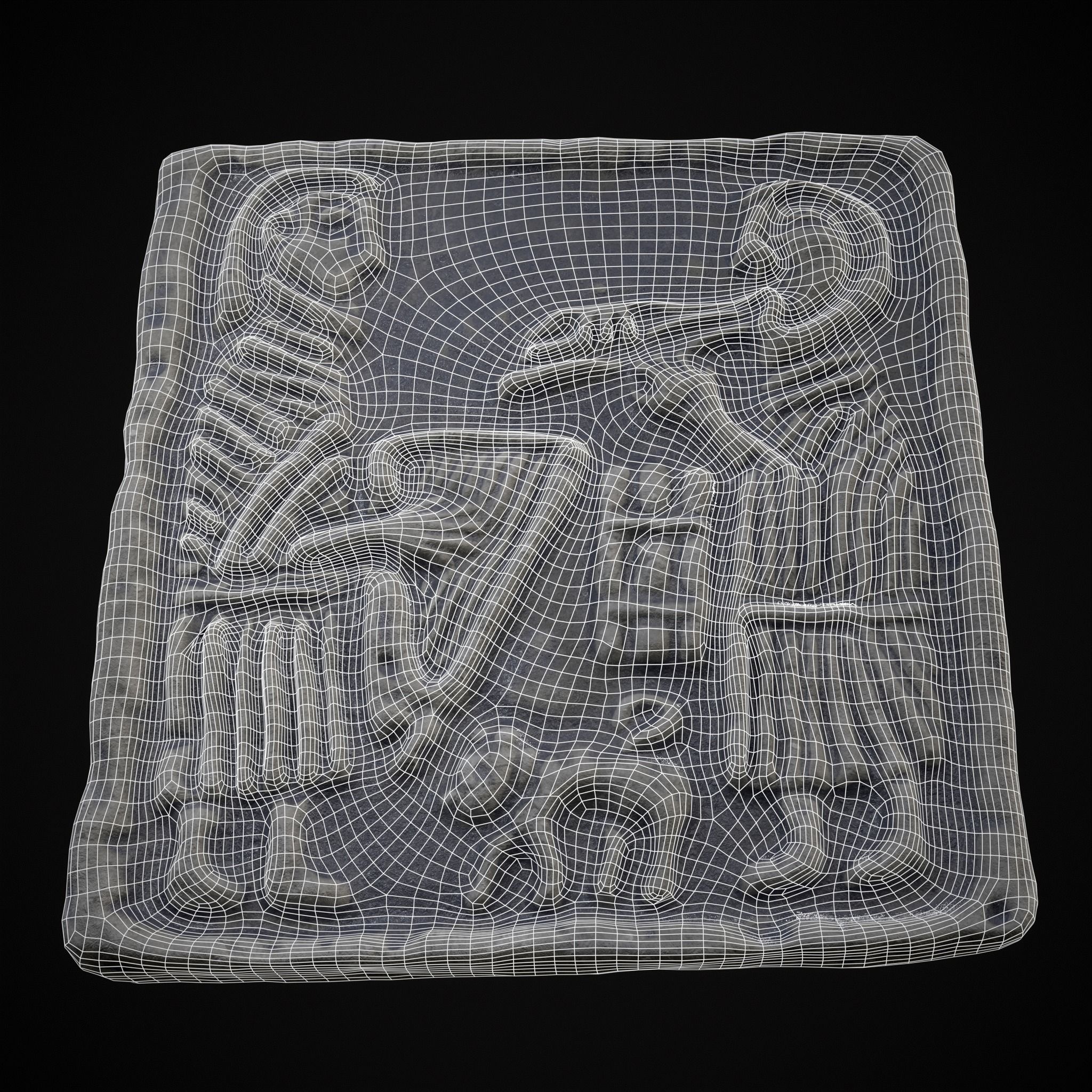 Musicians Relief Sculpture Low-poly 3D model_8