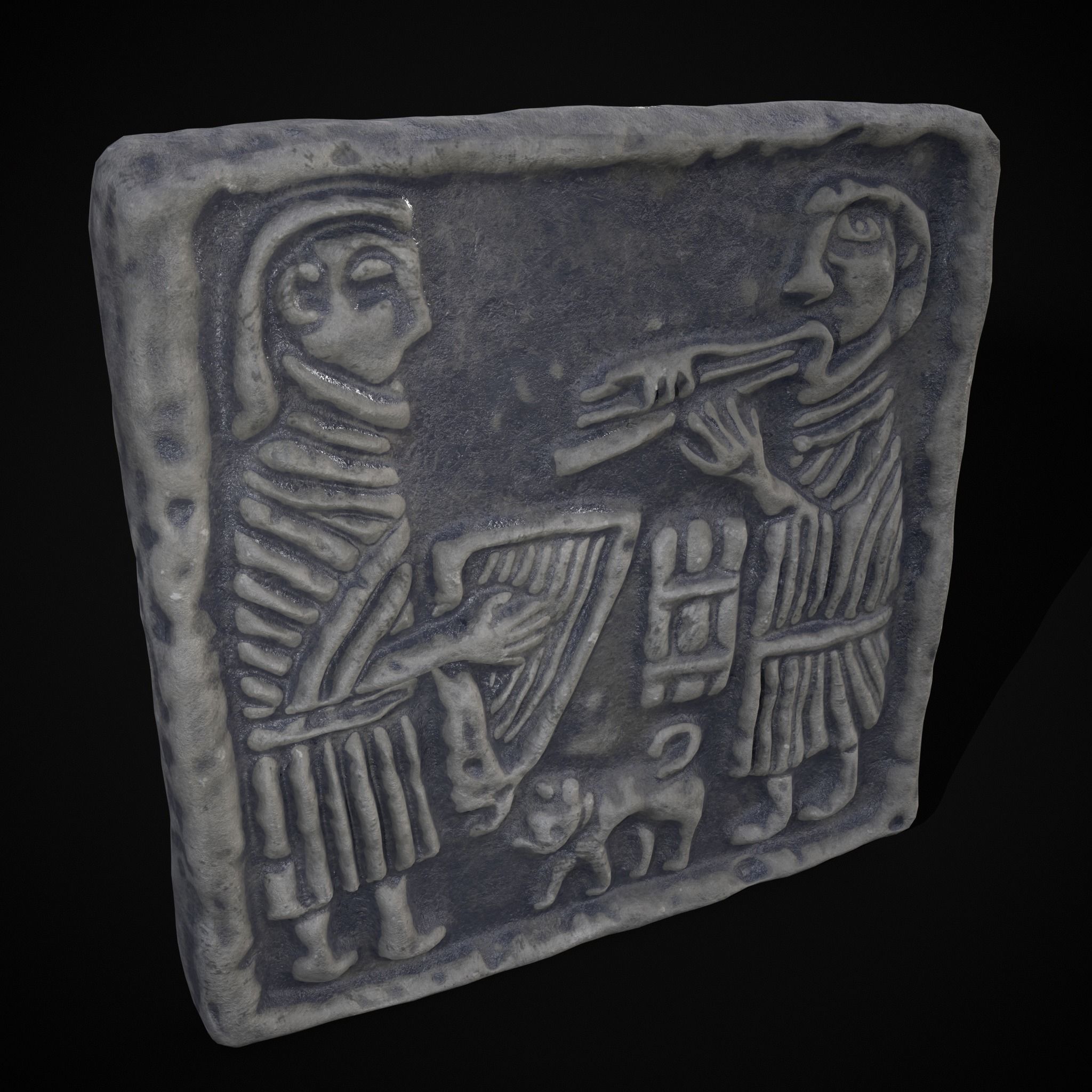 Musicians Relief Sculpture Low-poly 3D model_3