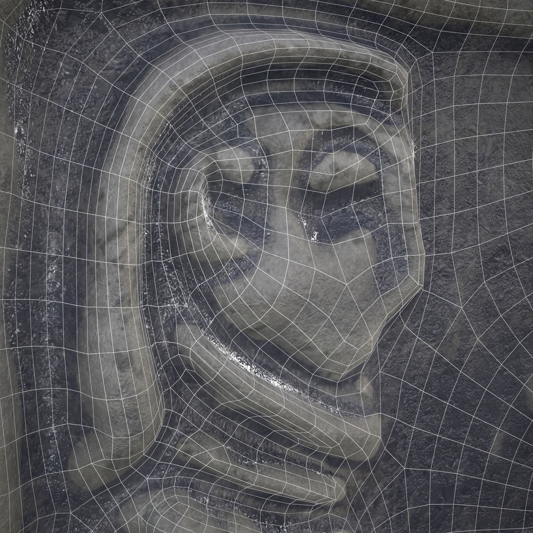 Musicians Relief Sculpture Low-poly 3D model_16