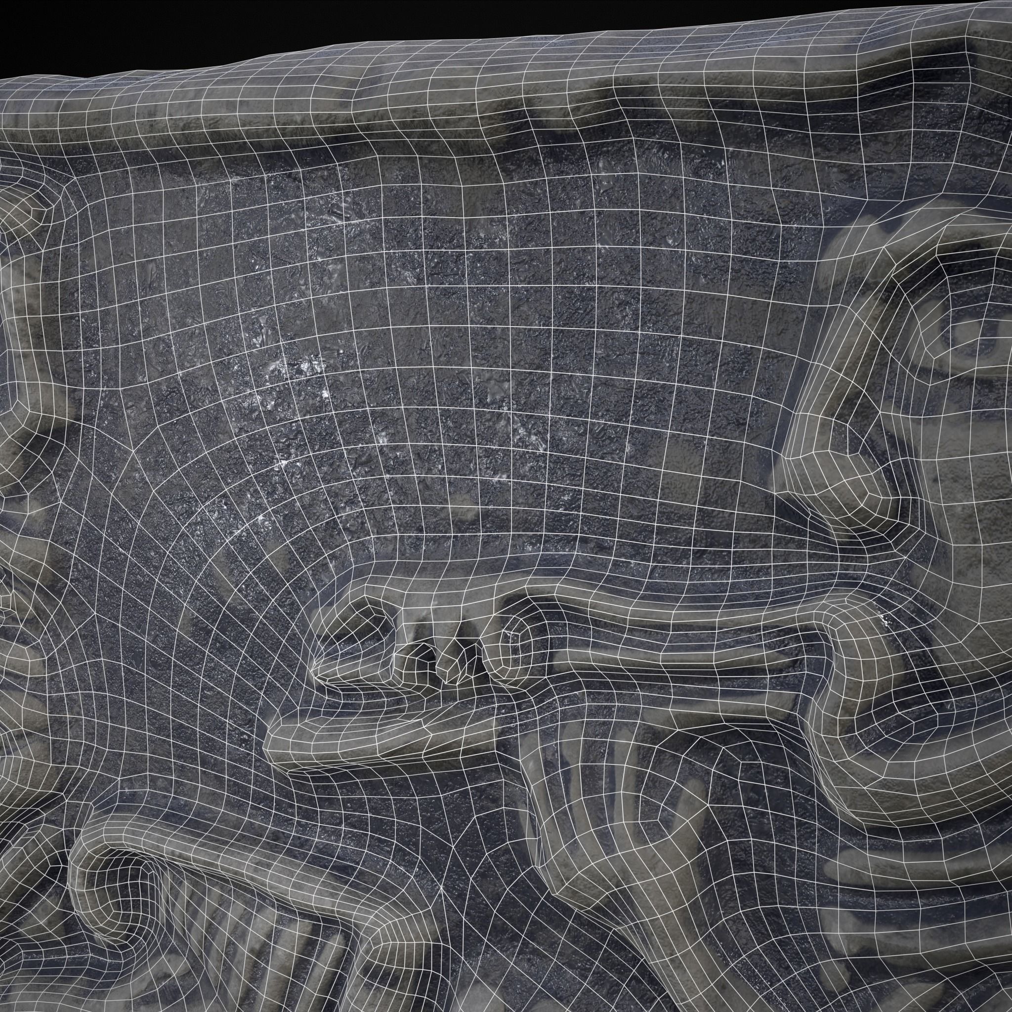 Musicians Relief Sculpture Low-poly 3D model_14