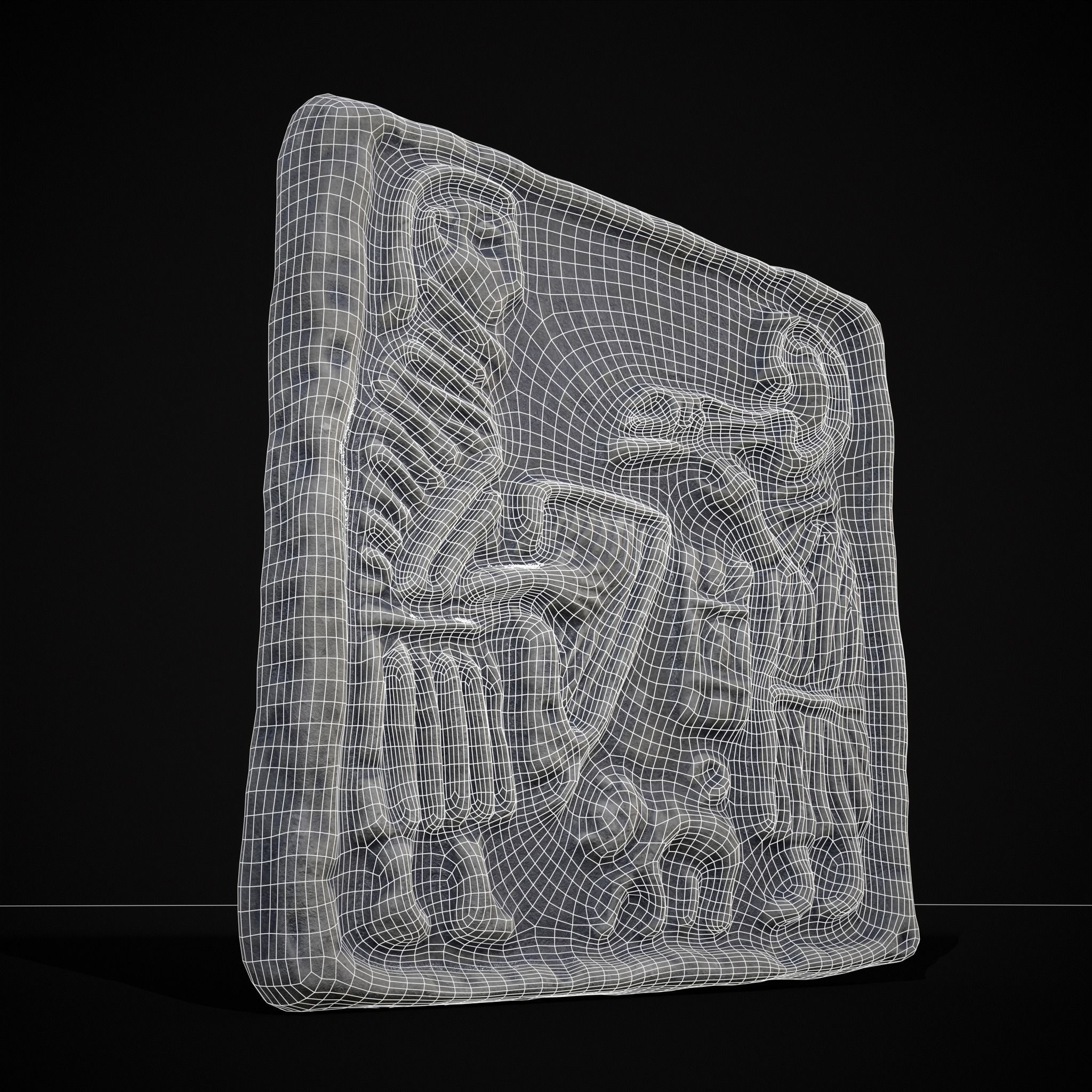 Musicians Relief Sculpture Low-poly 3D model_12