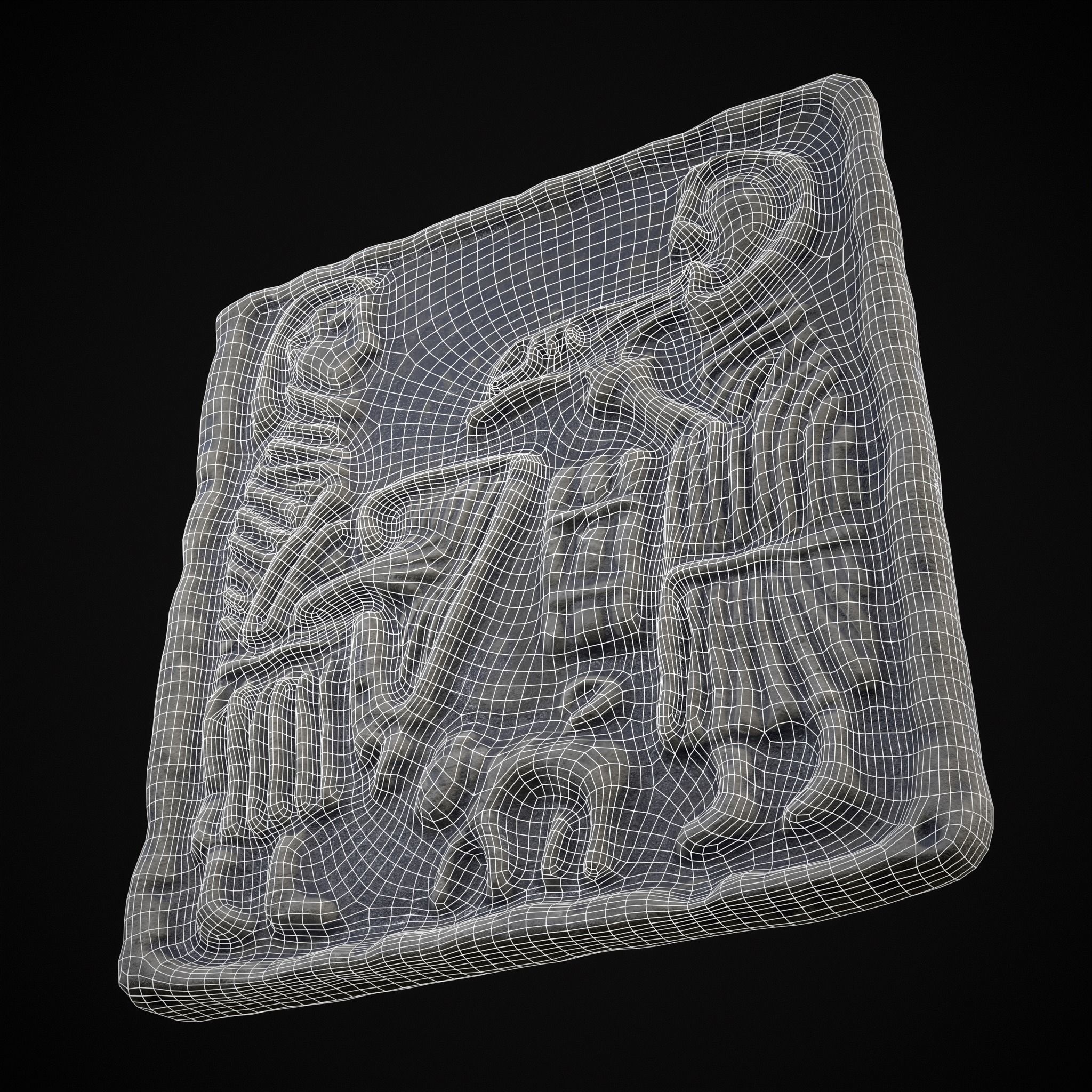 Musicians Relief Sculpture Low-poly 3D model_30