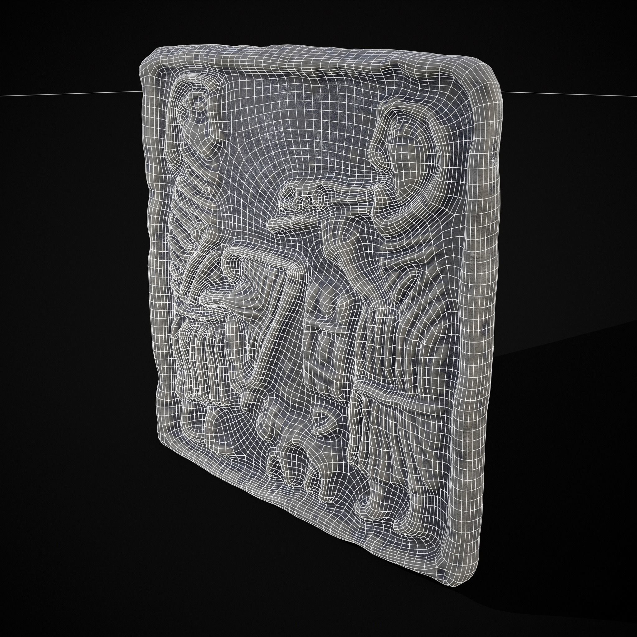 Musicians Relief Sculpture Low-poly 3D model_38