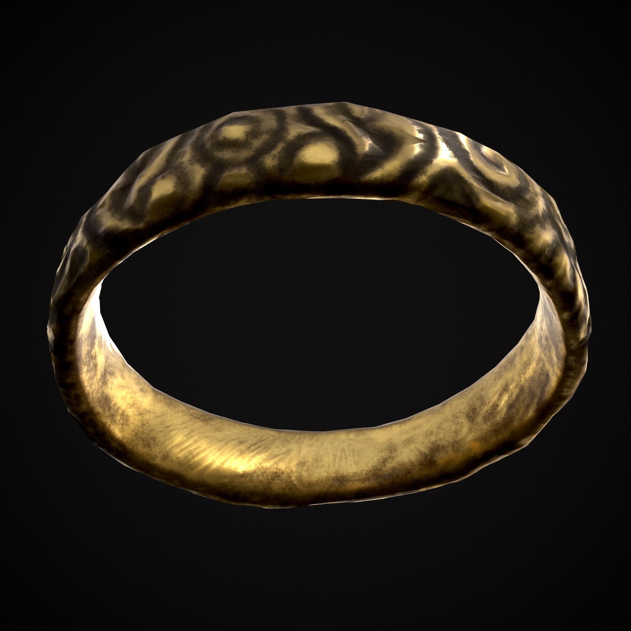 Medieval Carved Gold Ring Low-poly 3D model_7
