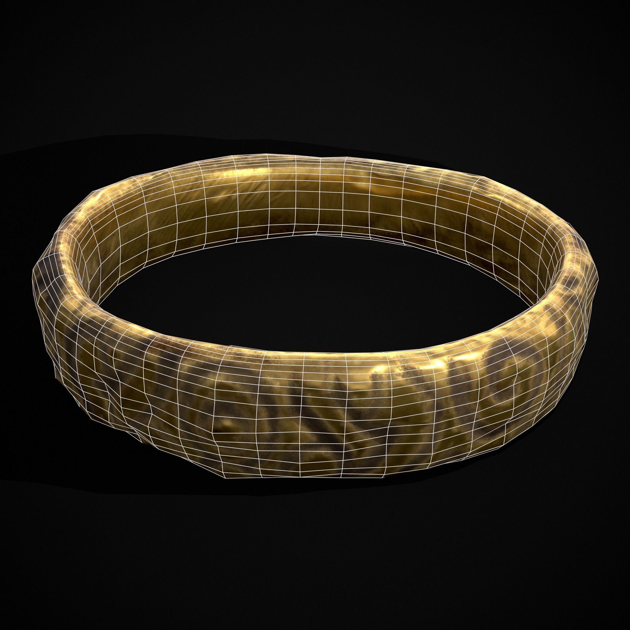 Medieval Carved Gold Ring Low-poly 3D model_34