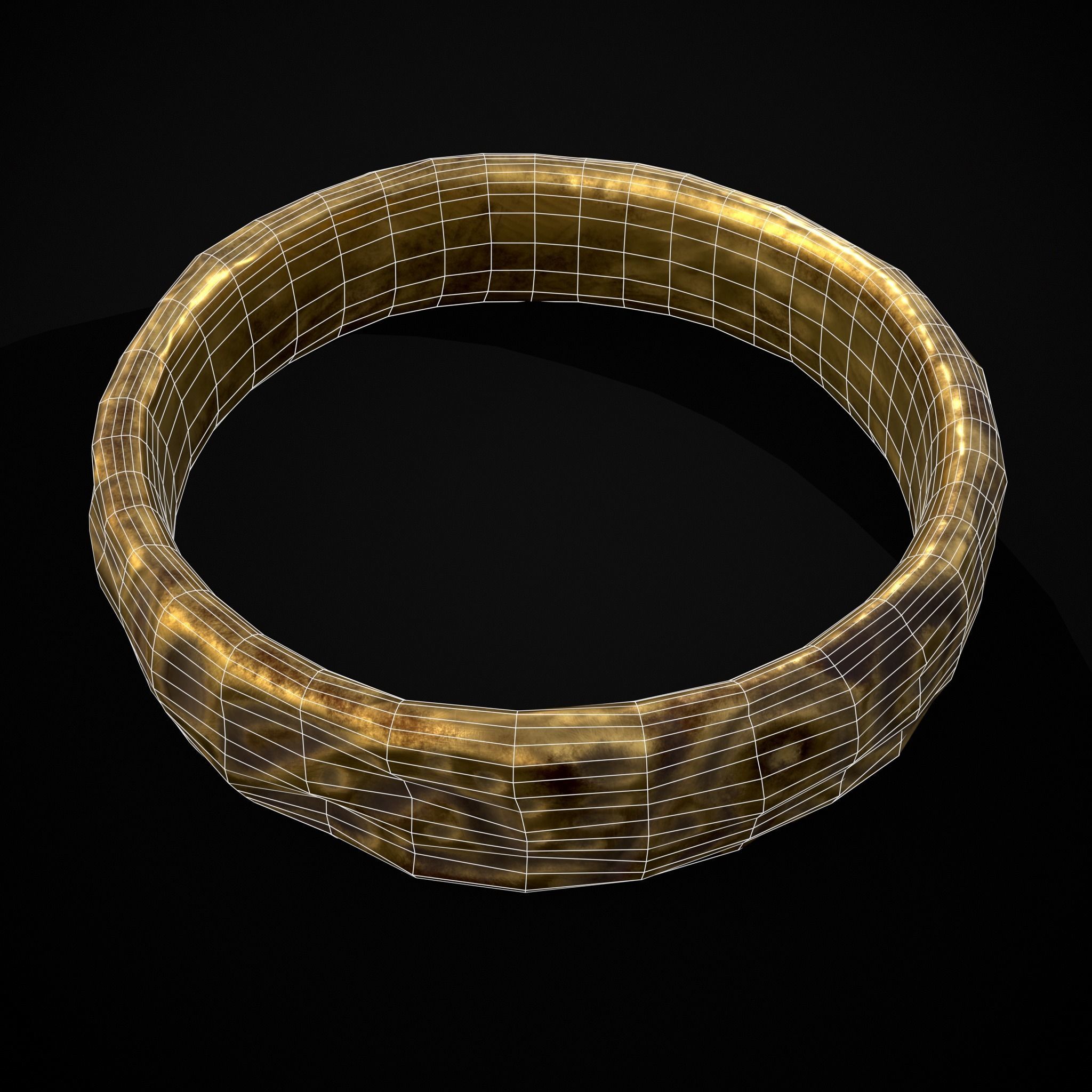 Medieval Carved Gold Ring Low-poly 3D model_6