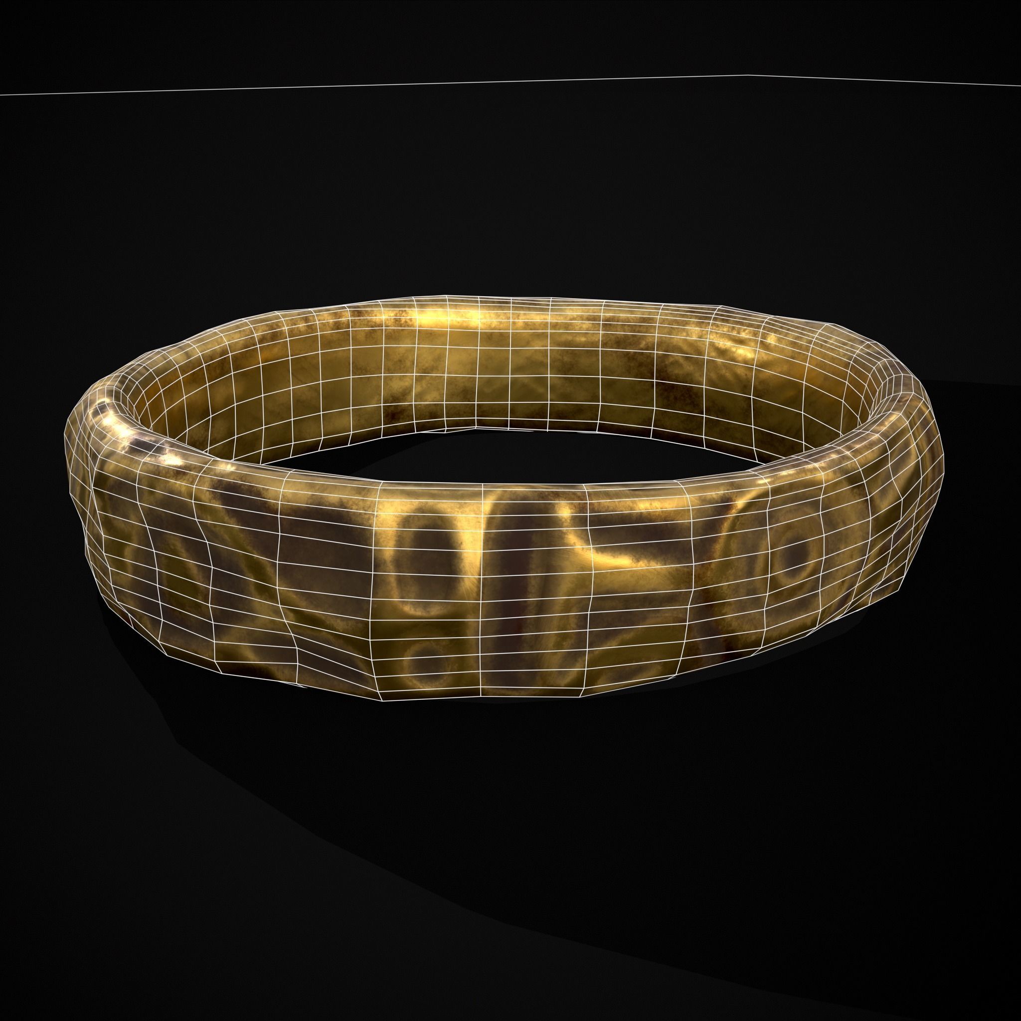 Medieval Carved Gold Ring Low-poly 3D model_4