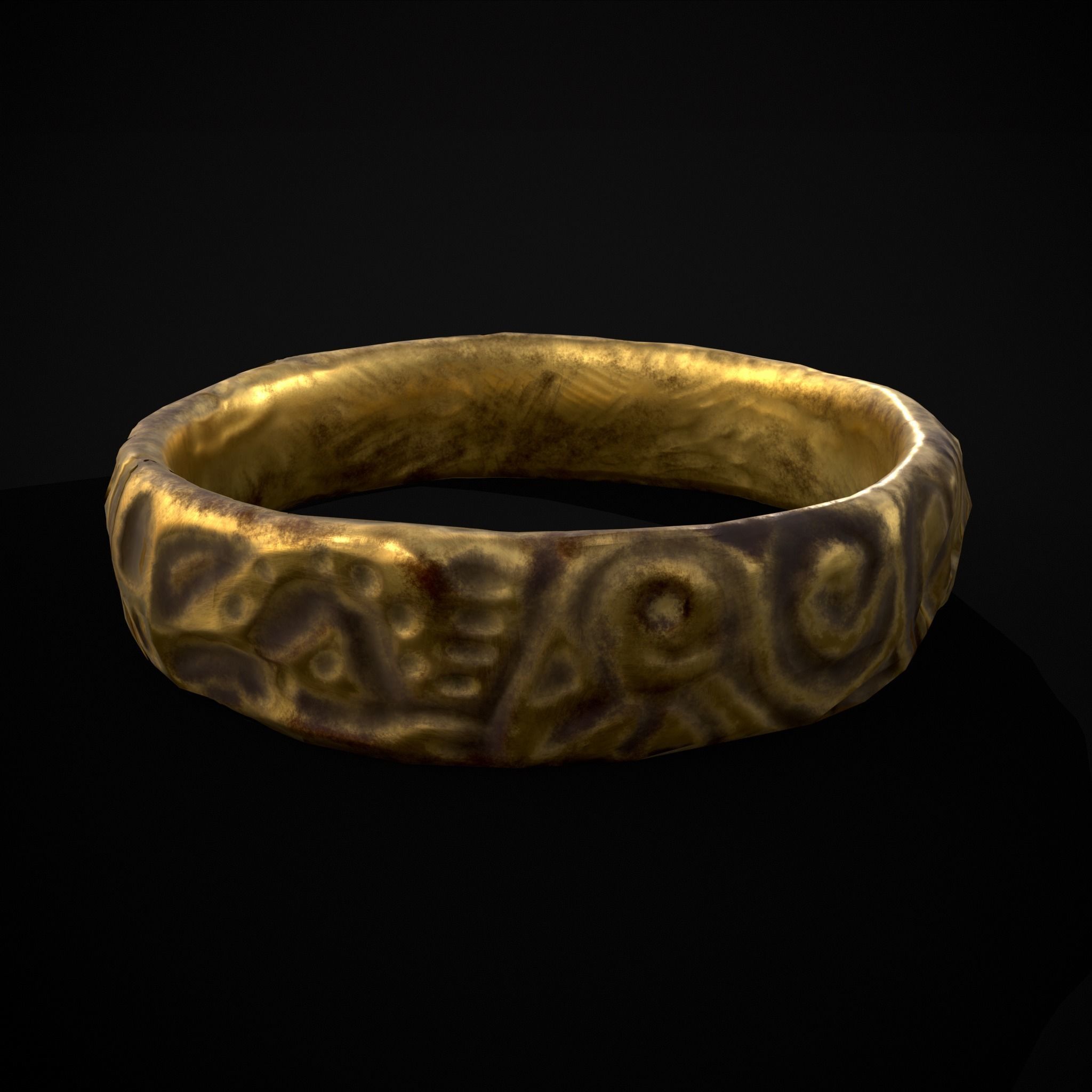 Medieval Carved Gold Ring Low-poly 3D model_39