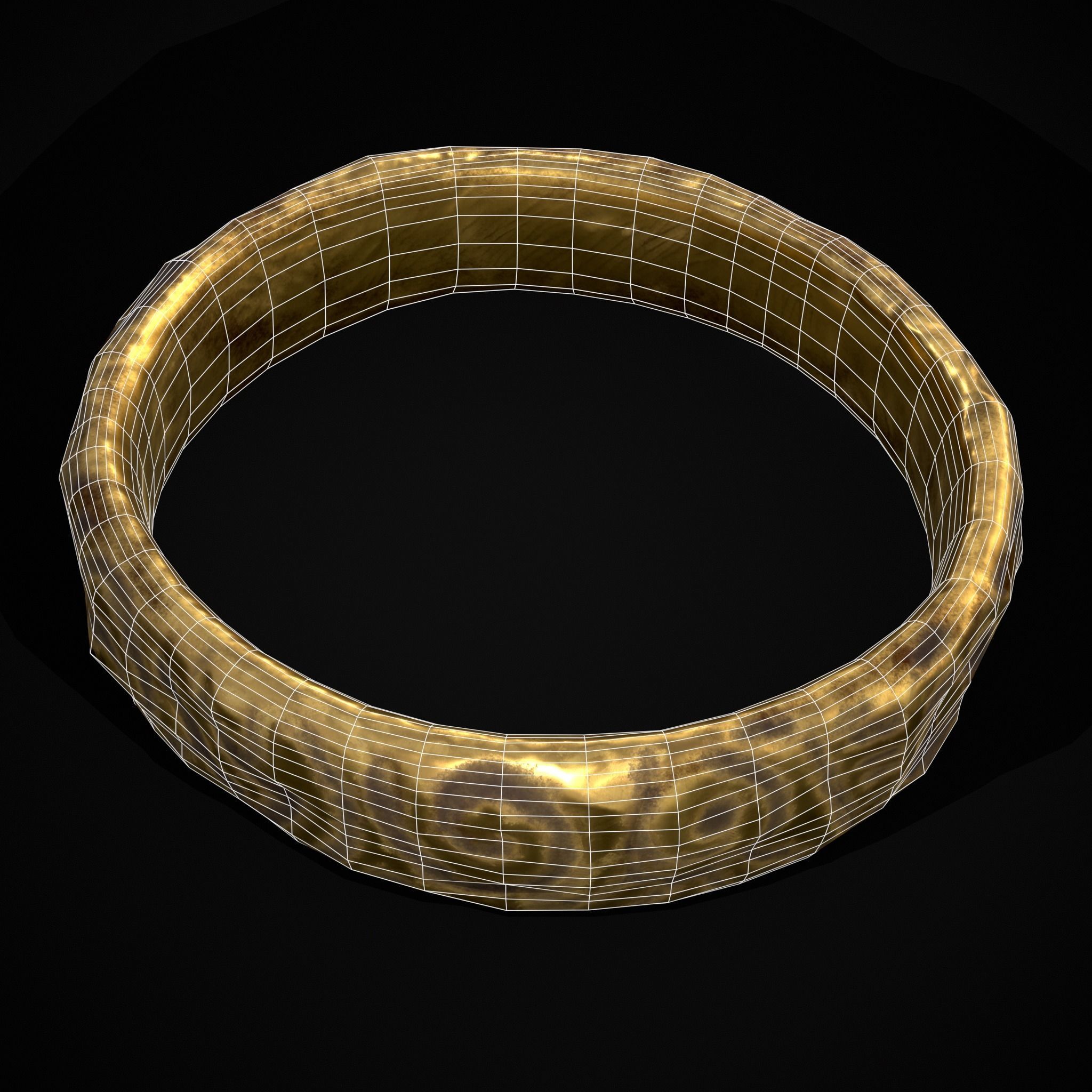 Medieval Carved Gold Ring Low-poly 3D model_20