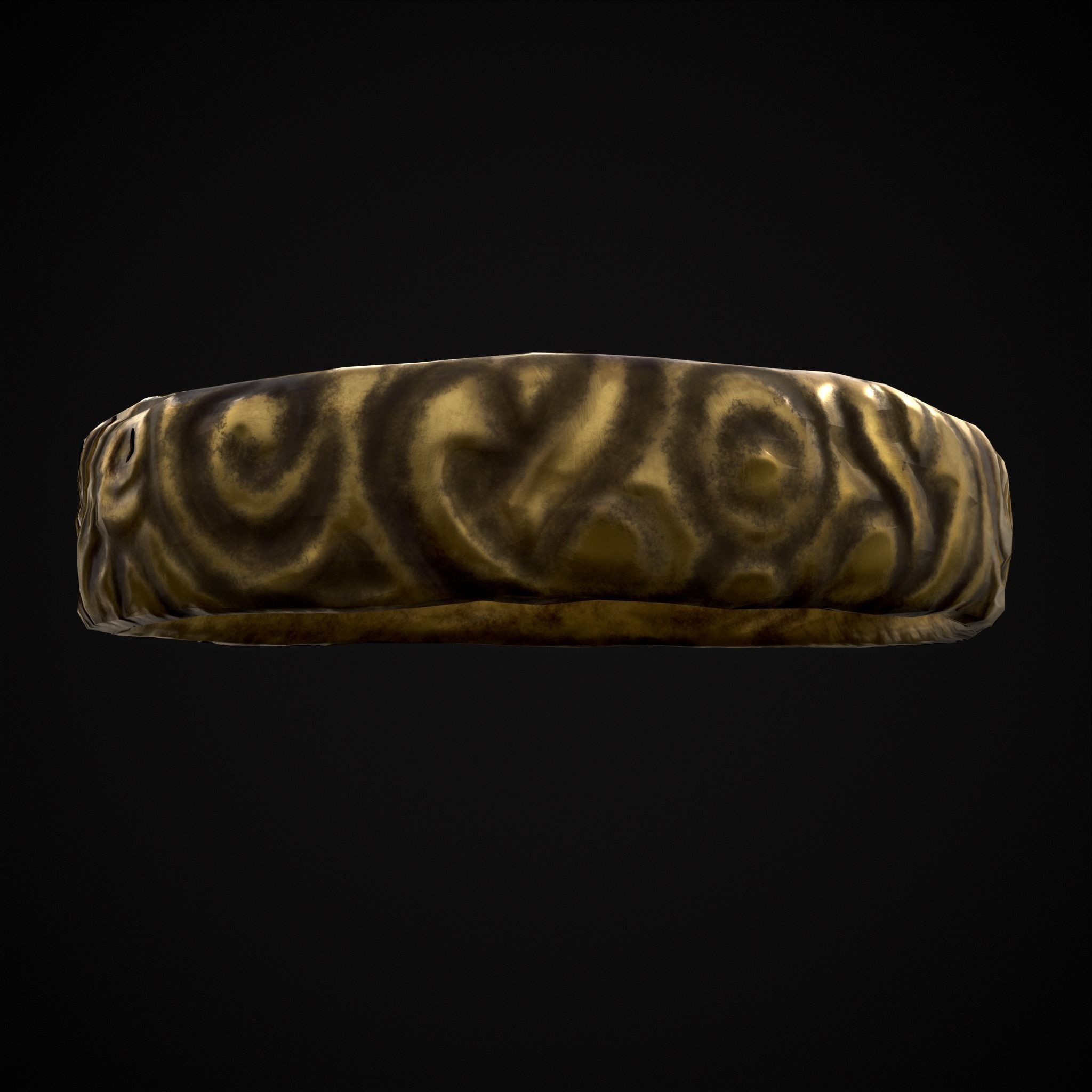 Medieval Carved Gold Ring Low-poly 3D model_35