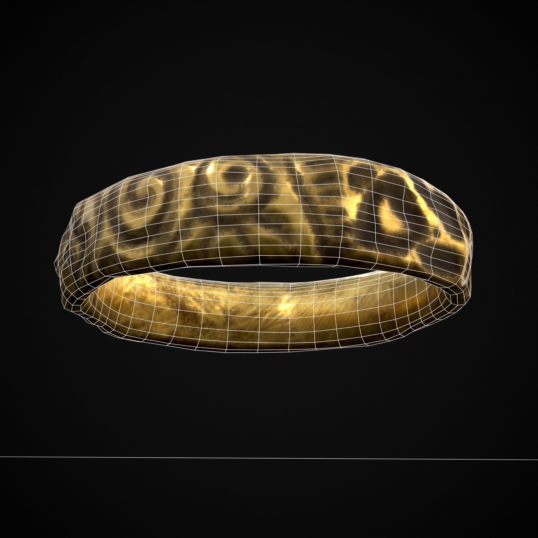 Medieval Carved Gold Ring Low-poly 3D model_26