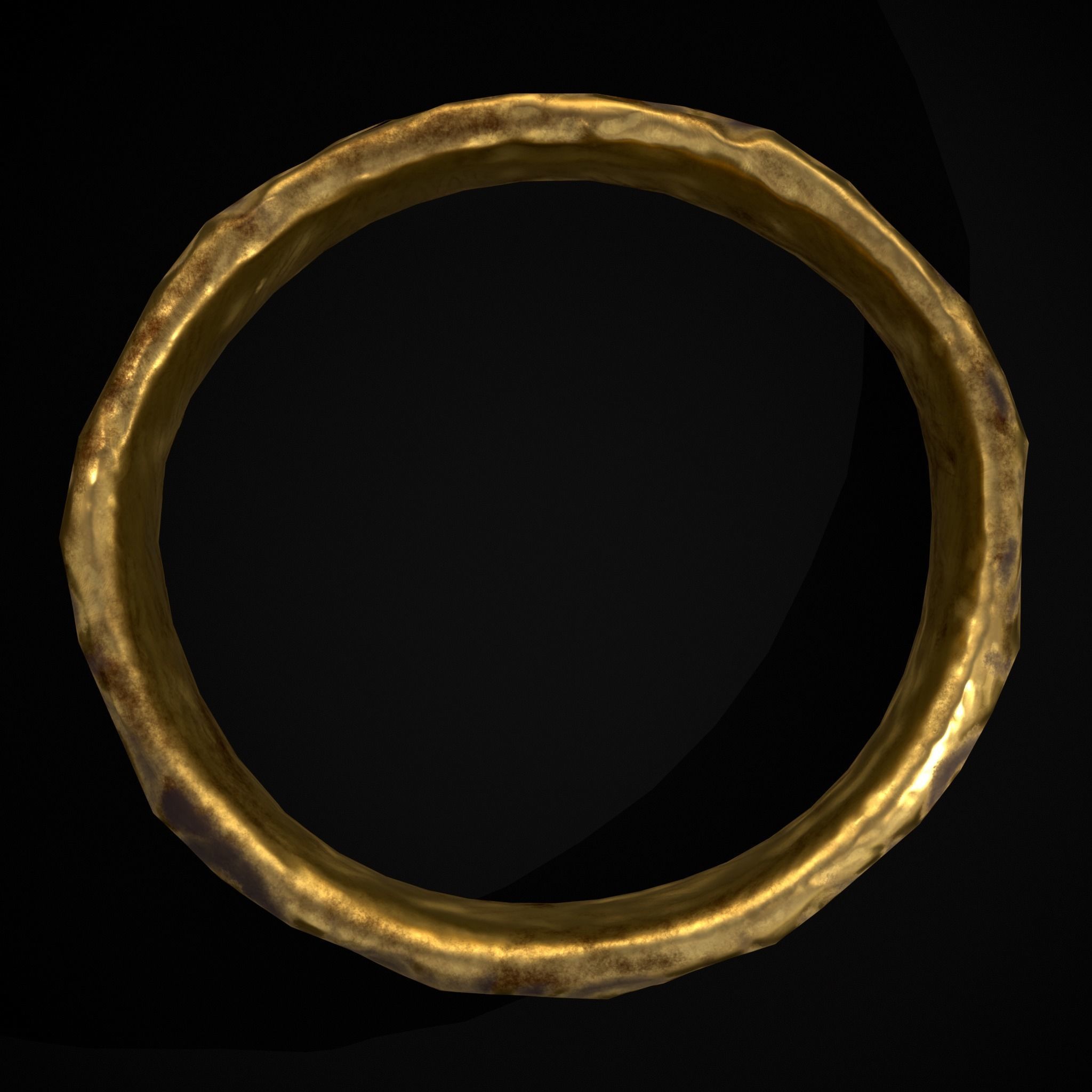 Medieval Carved Gold Ring Low-poly 3D model_9