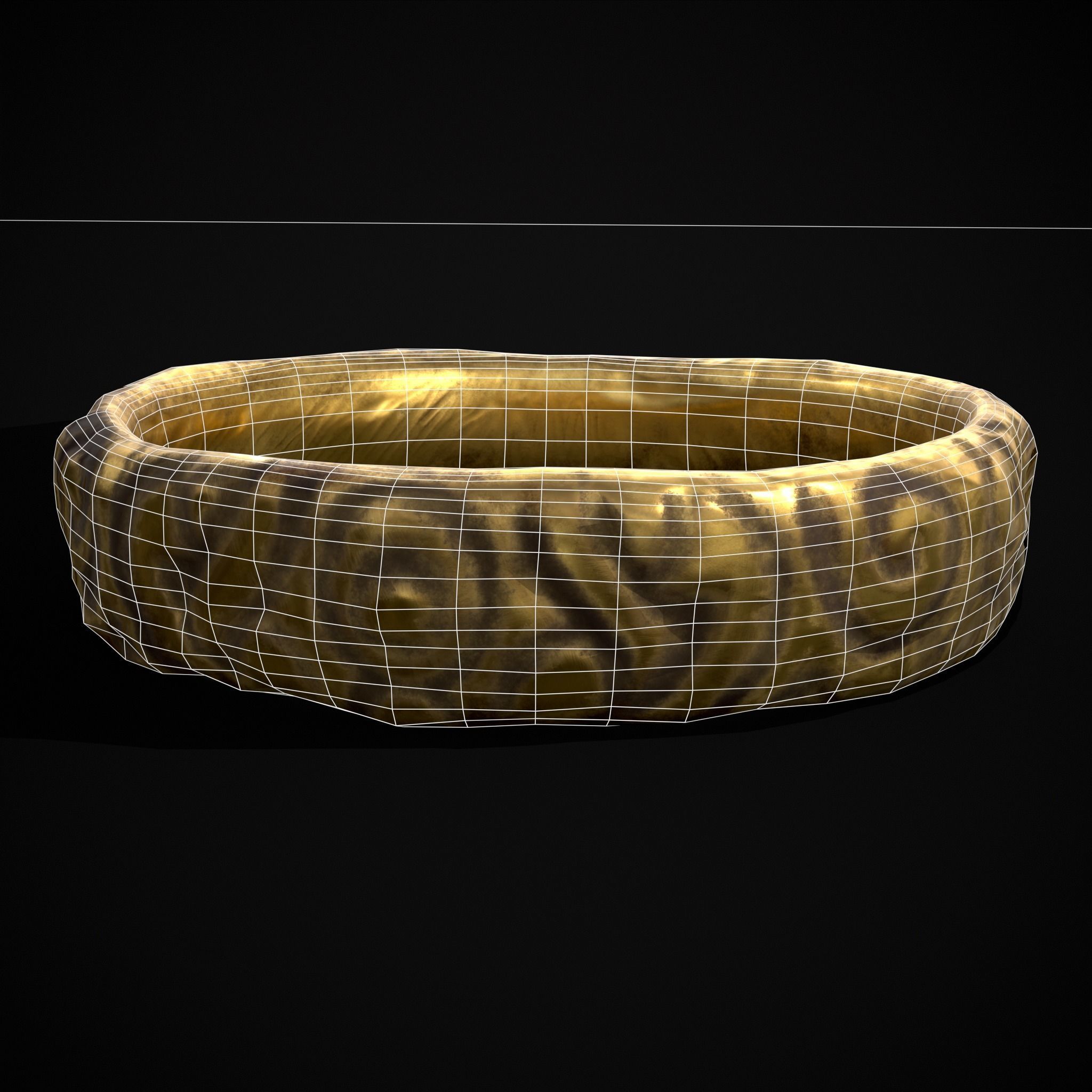 Medieval Carved Gold Ring Low-poly 3D model_12