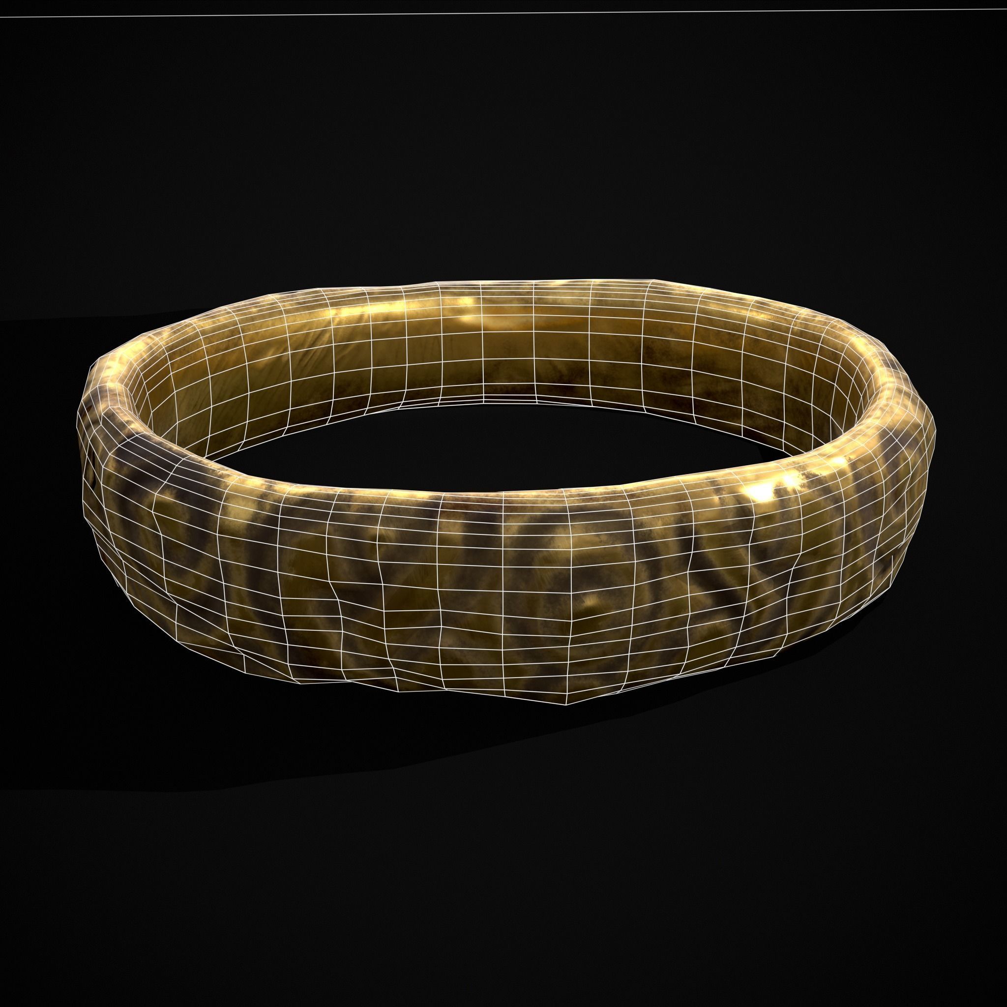 Medieval Carved Gold Ring Low-poly 3D model_24