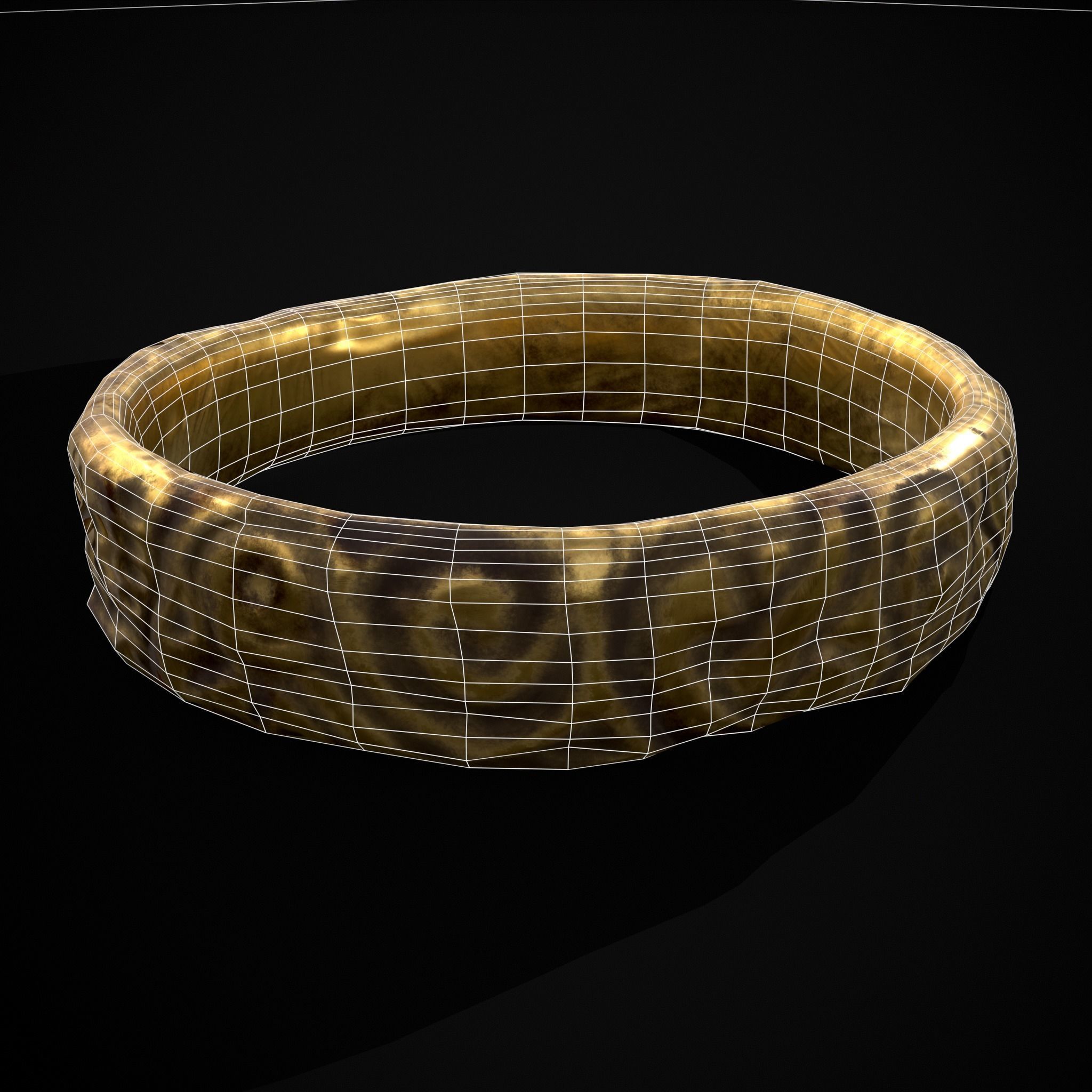 Medieval Carved Gold Ring Low-poly 3D model_2