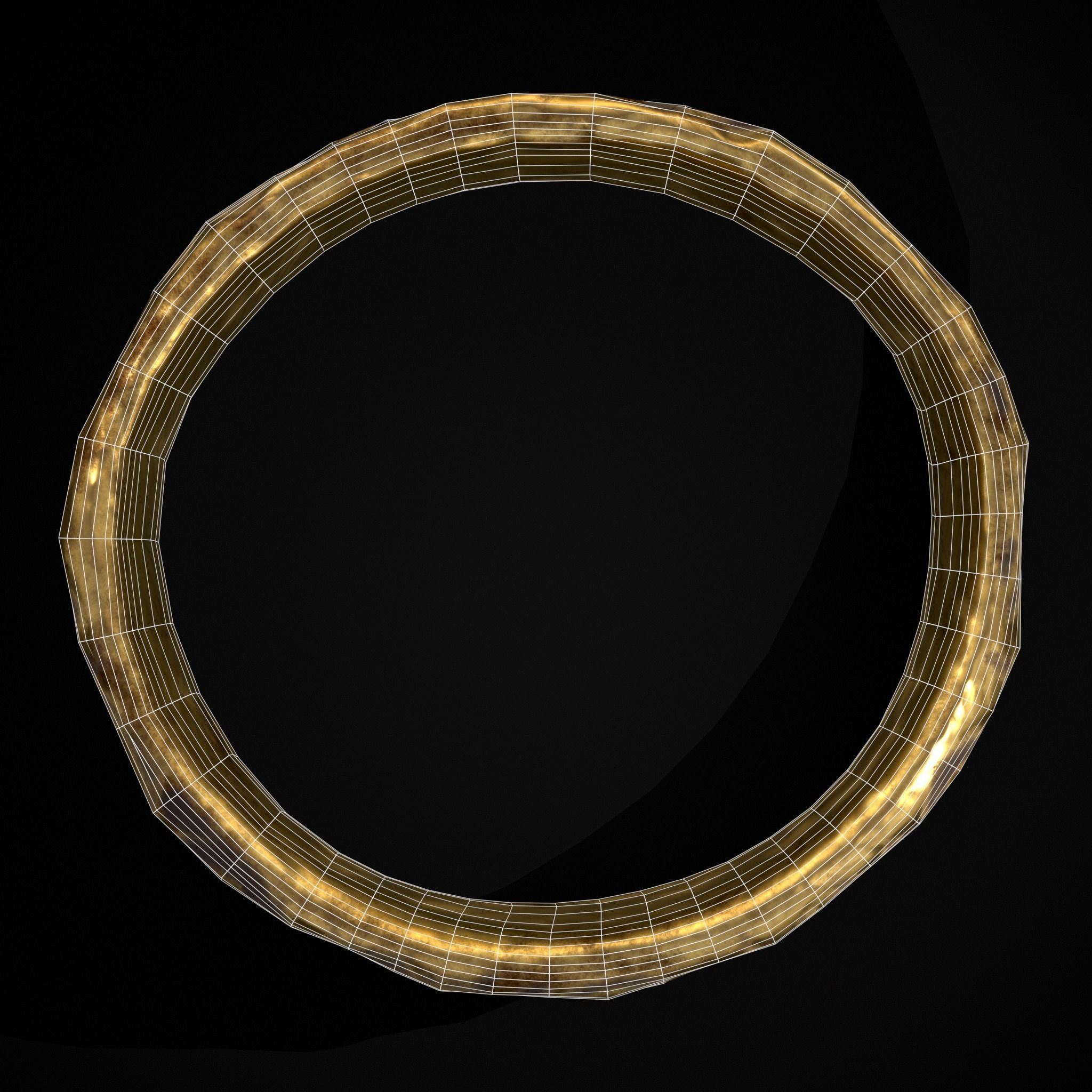 Medieval Carved Gold Ring Low-poly 3D model_10