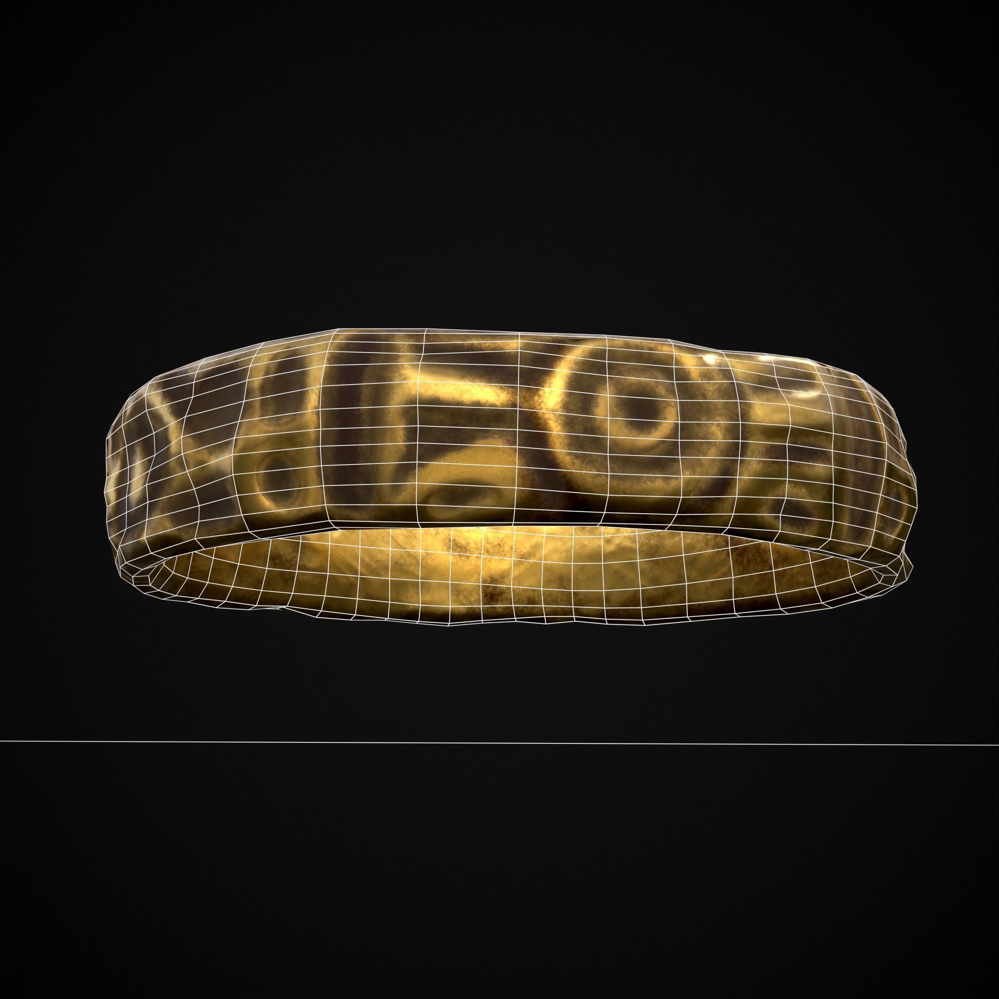 Medieval Carved Gold Ring Low-poly 3D model_28