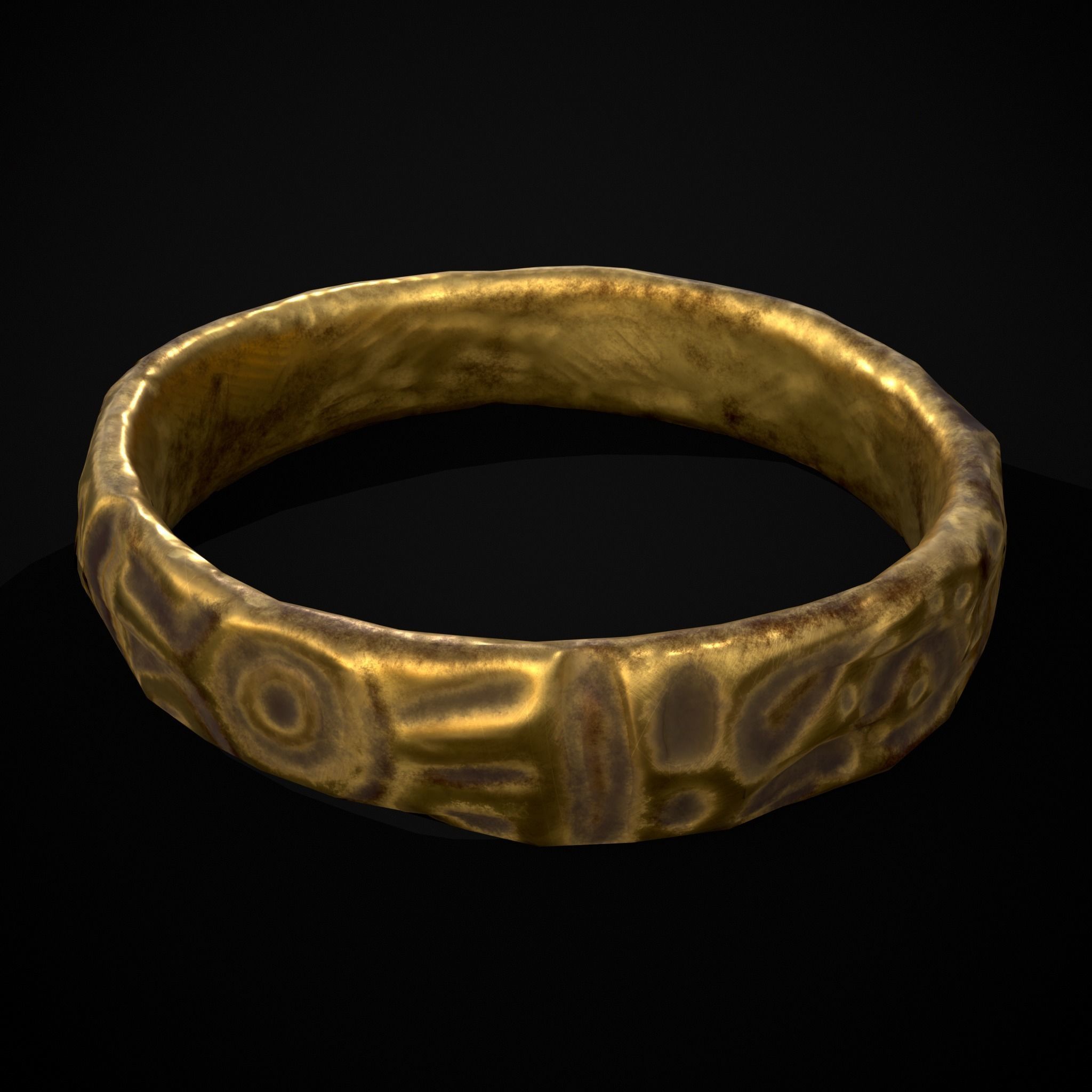 Medieval Carved Gold Ring Low-poly 3D model_29