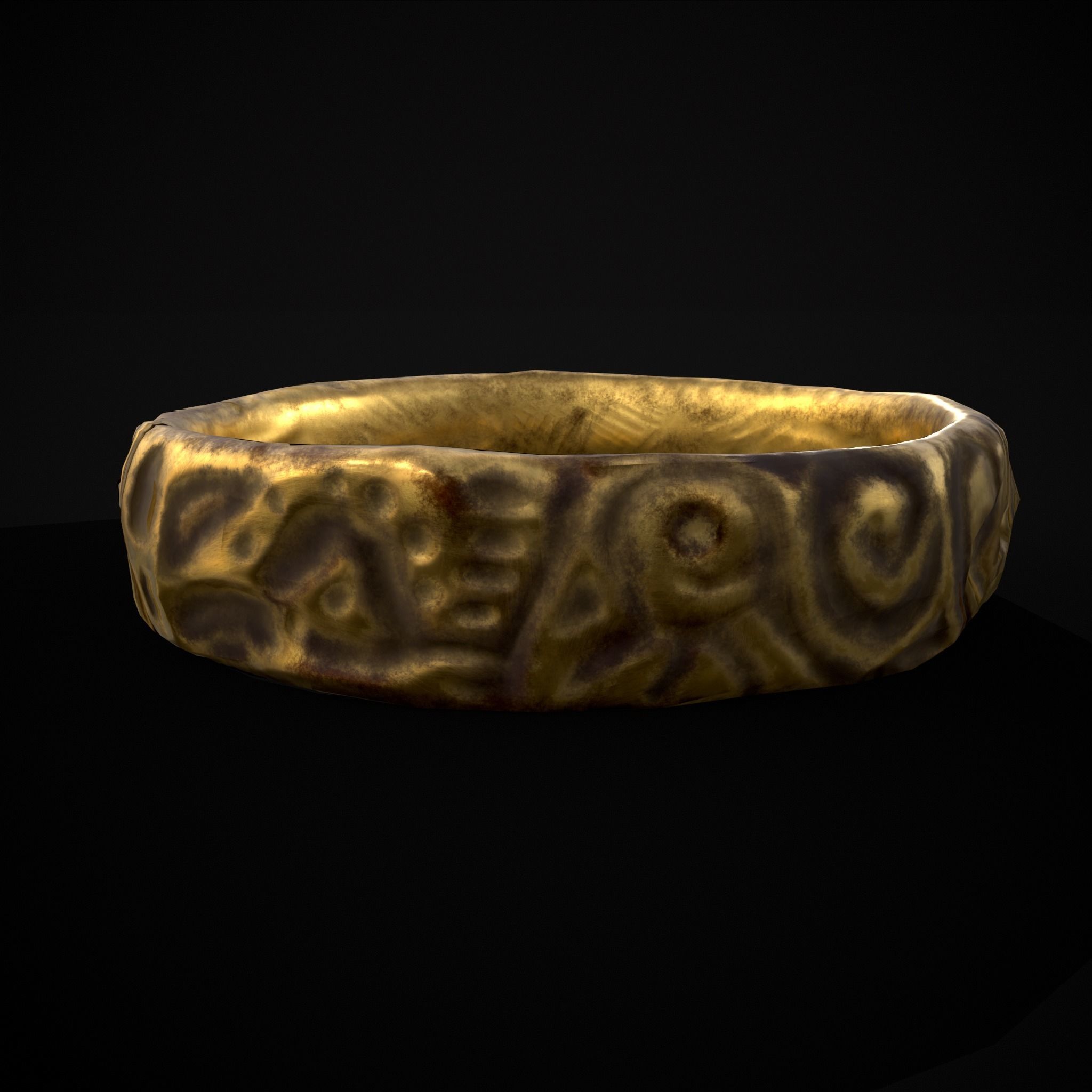 Medieval Carved Gold Ring Low-poly 3D model_31