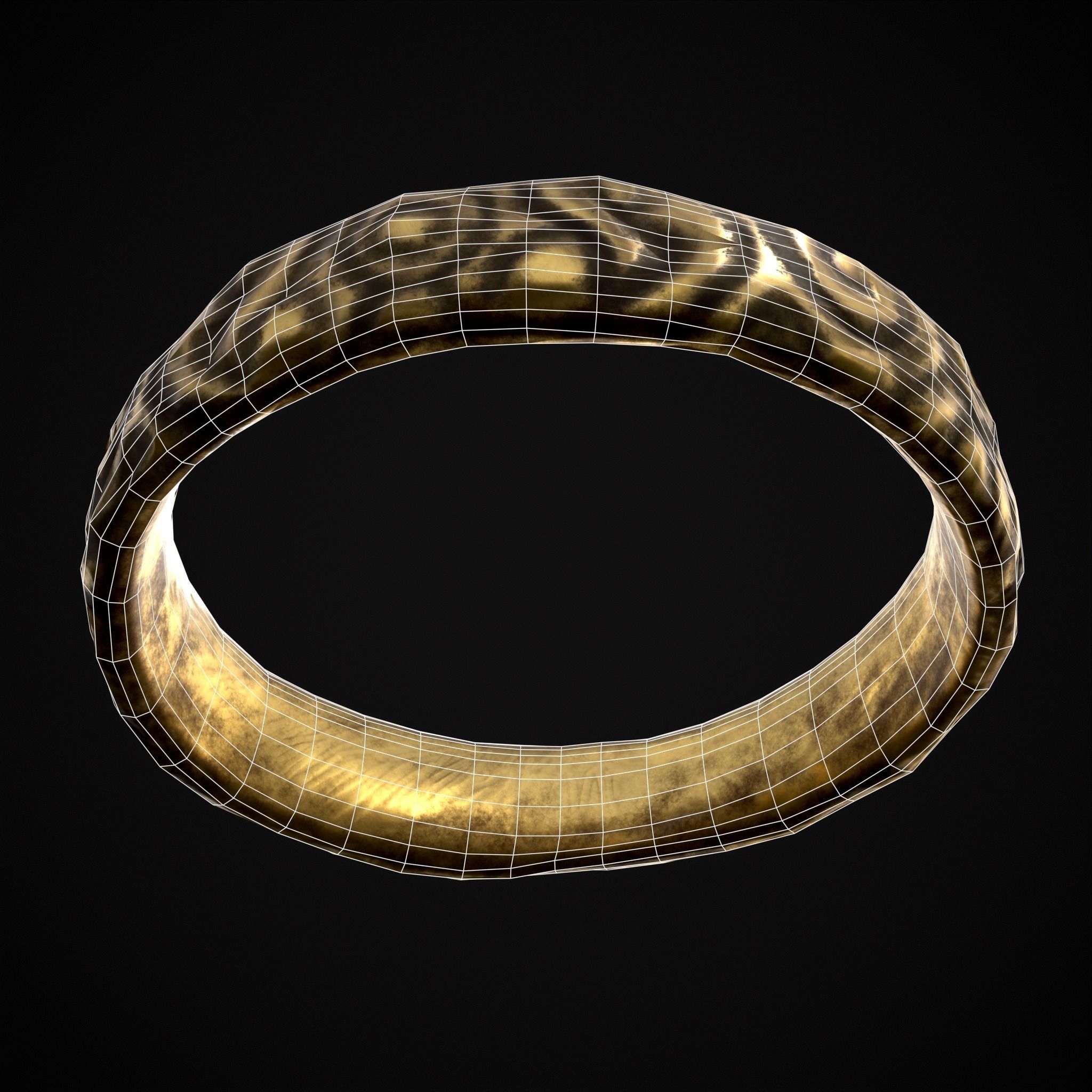 Medieval Carved Gold Ring Low-poly 3D model_8