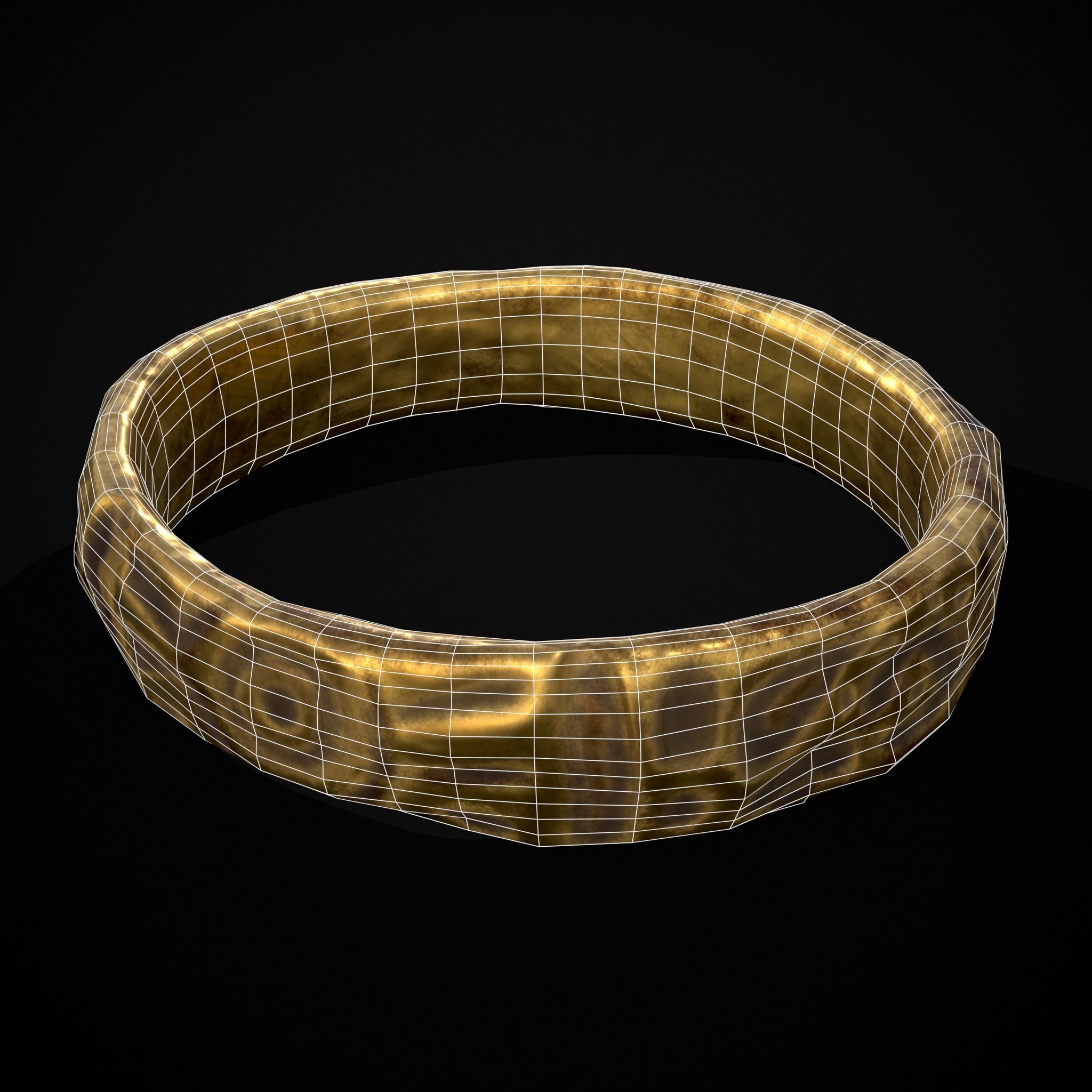 Medieval Carved Gold Ring Low-poly 3D model_30