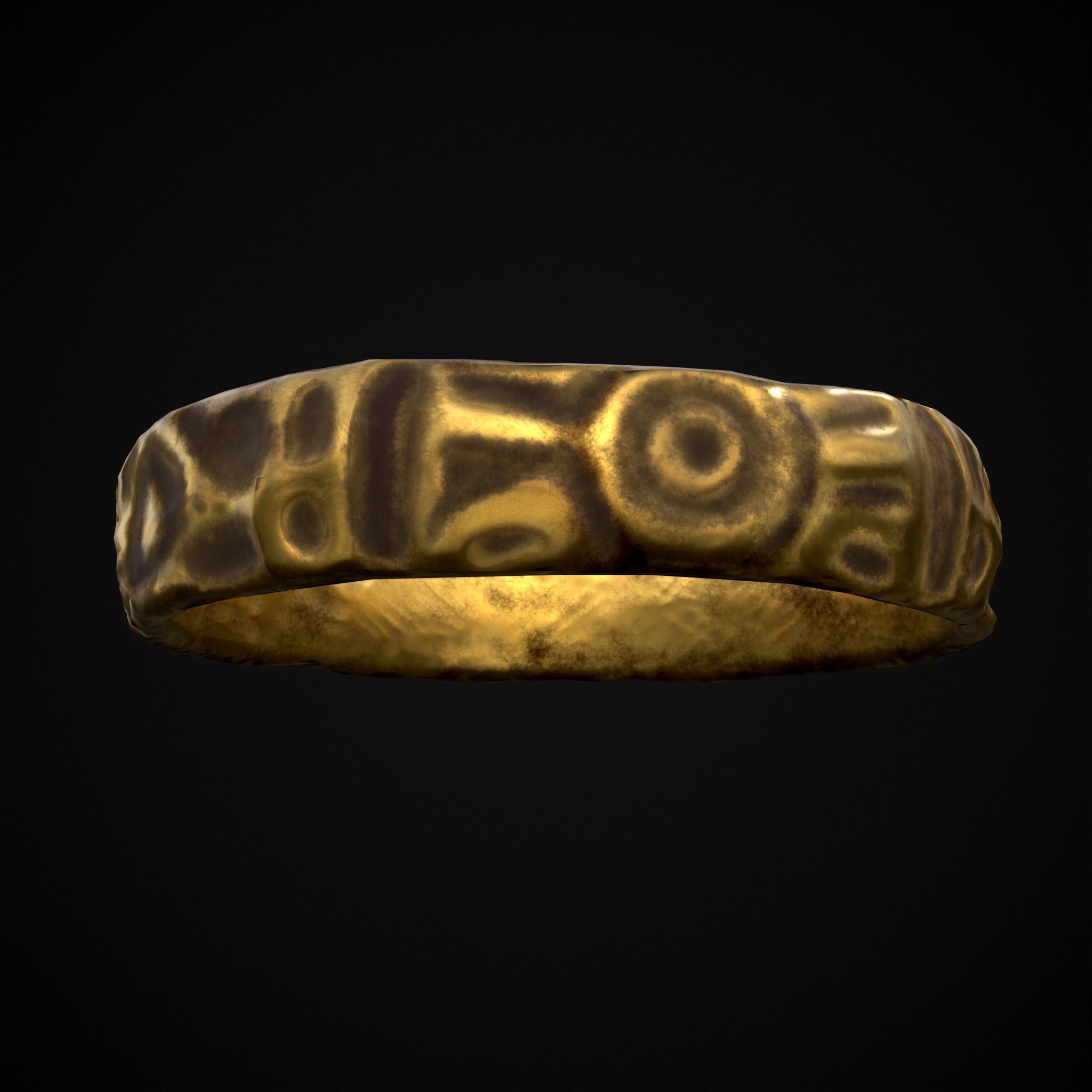 Medieval Carved Gold Ring Low-poly 3D model_27