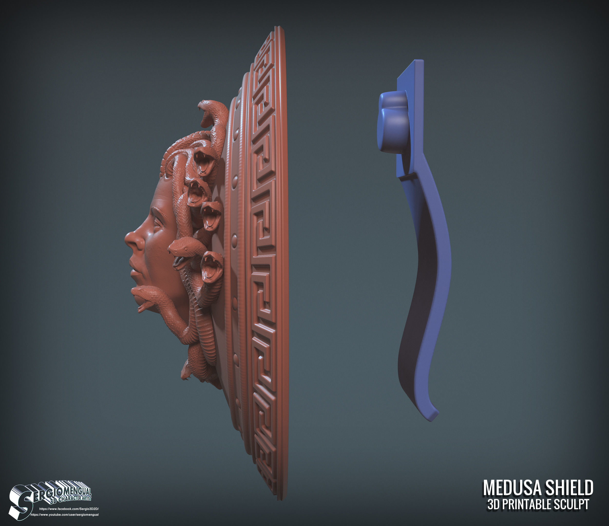 Greek Mythology Medusa Shield 3D Printable Sculpt 3D print model_4