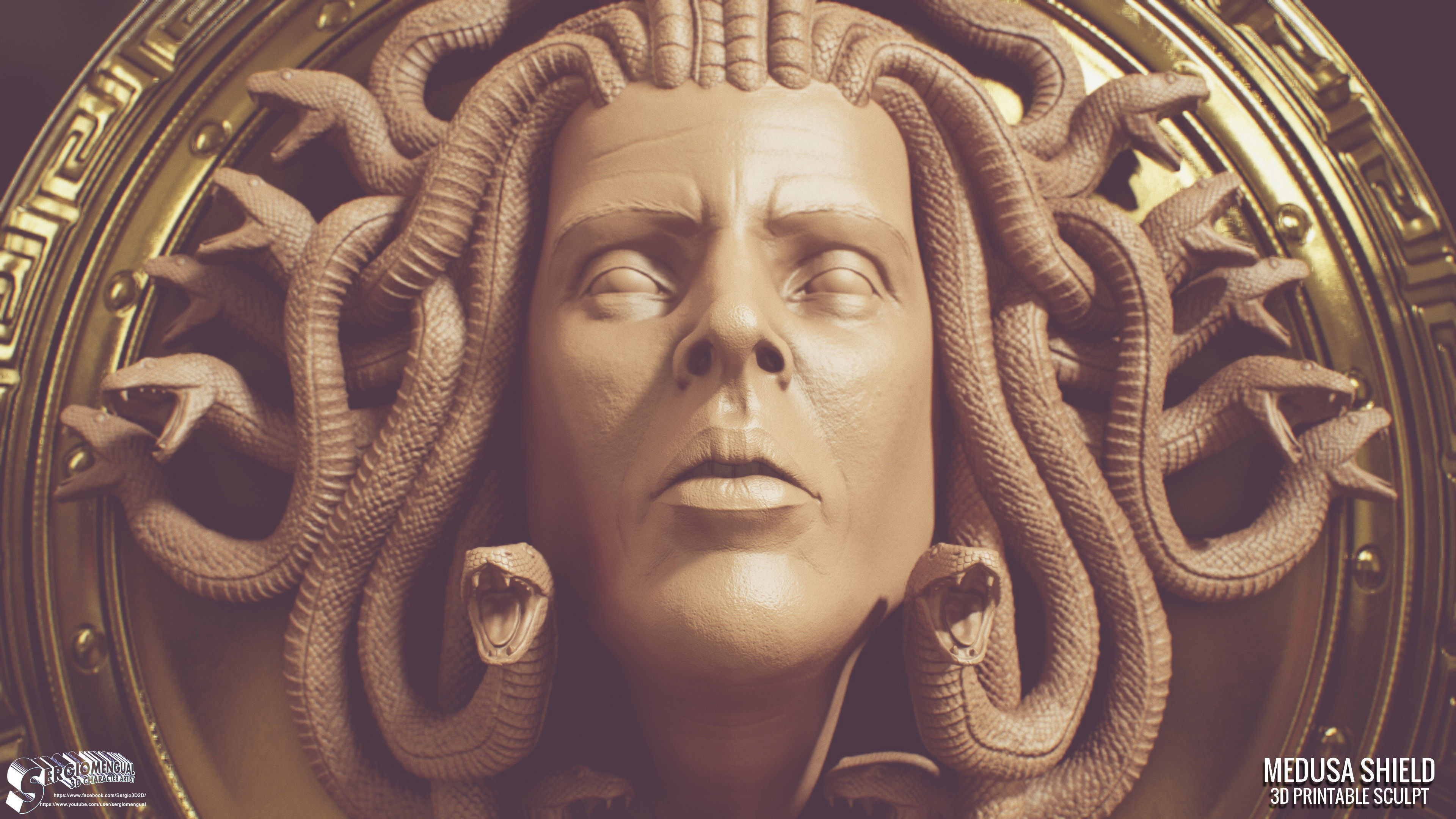 Greek Mythology Medusa Shield 3D Printable Sculpt 3D print model_10