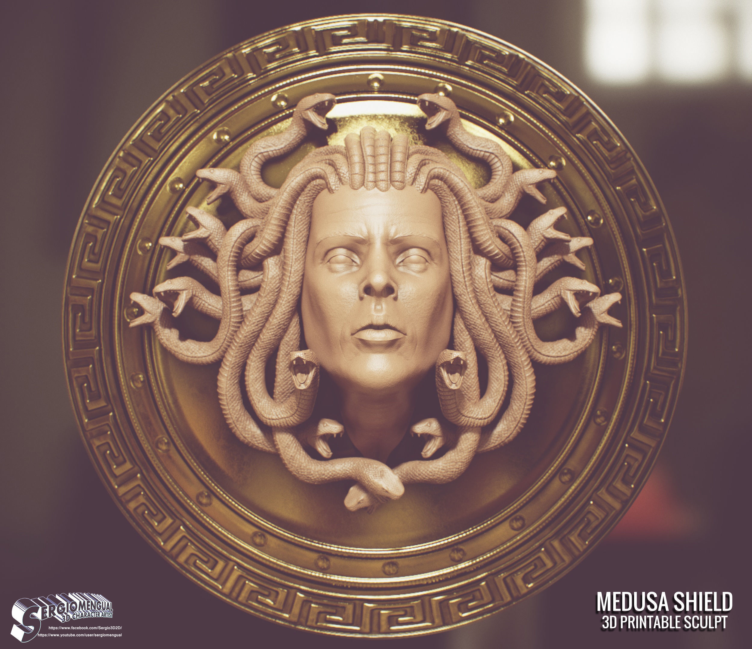 Greek Mythology Medusa Shield 3D Printable Sculpt 3D print model_6