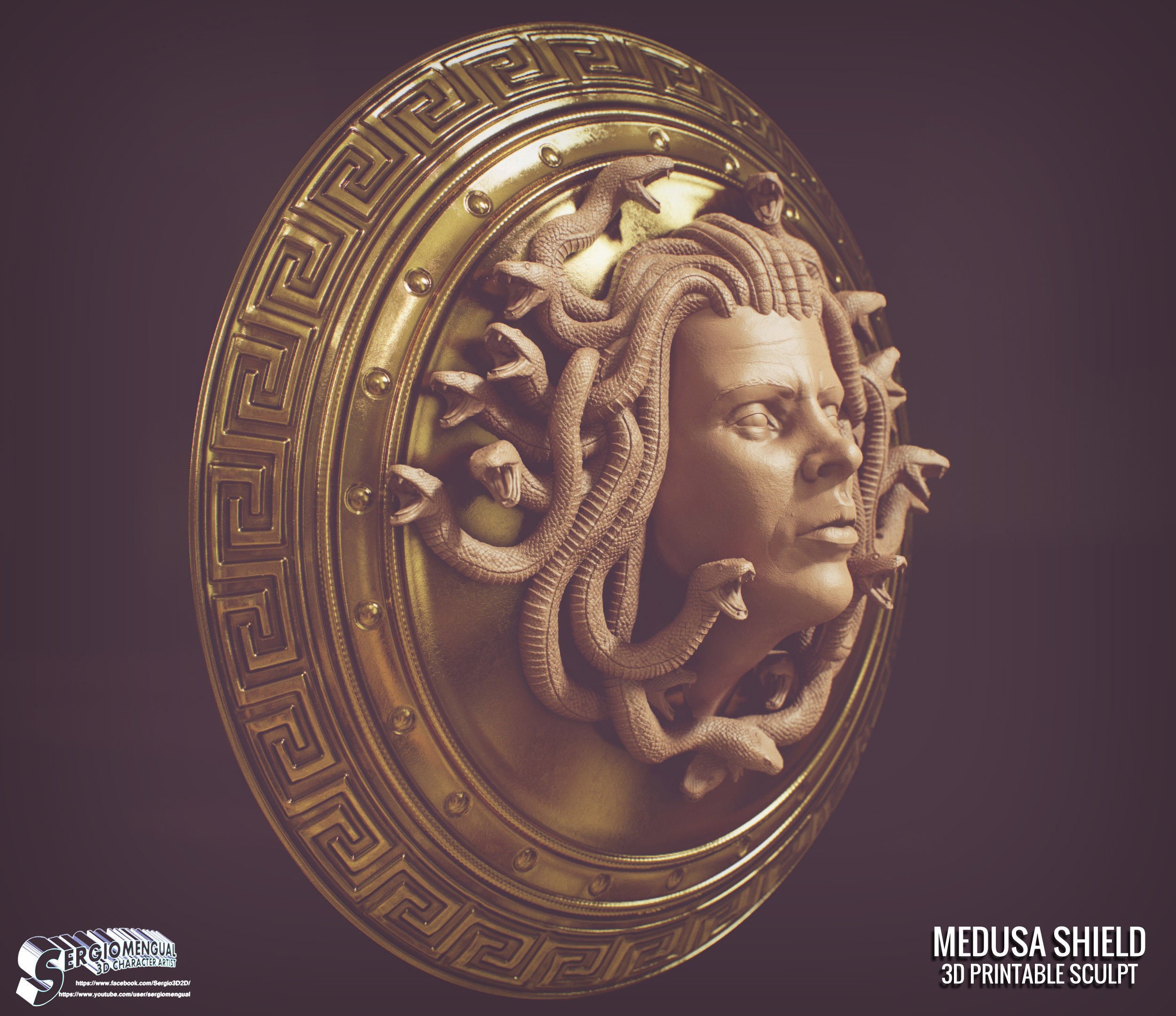 Greek Mythology Medusa Shield 3D Printable Sculpt 3D print model_2